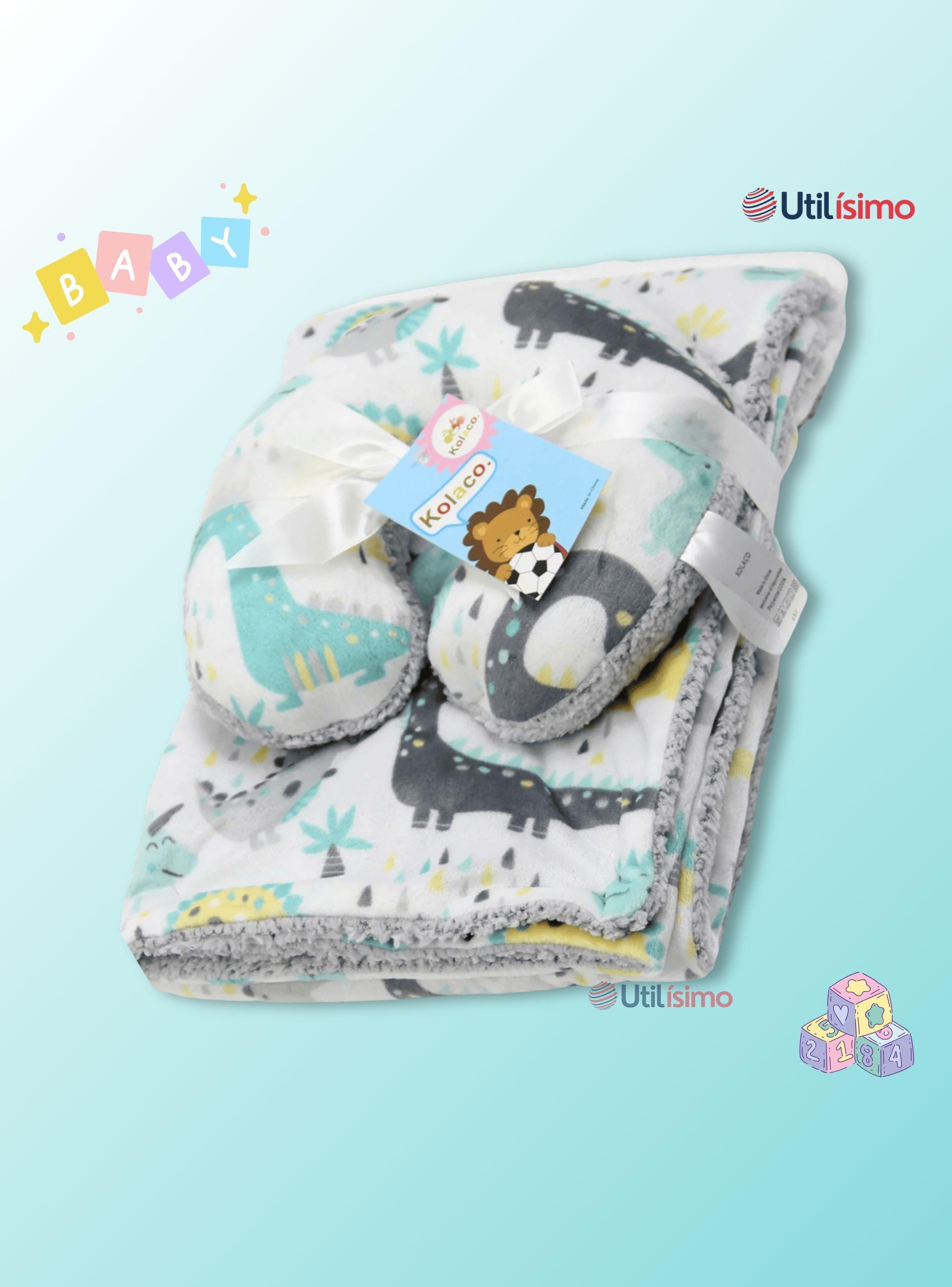 Set Manta Frazada Polar Para Bebé Niño + Cojín Para Cuello Surtidos-6