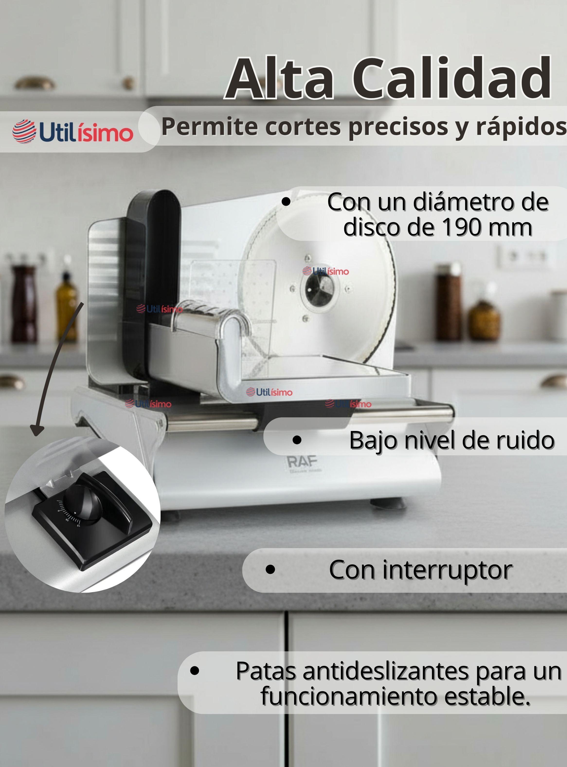 Rebanadora Cortadora Fiambre Carne Eléctrica RAF de Color Plateado-3