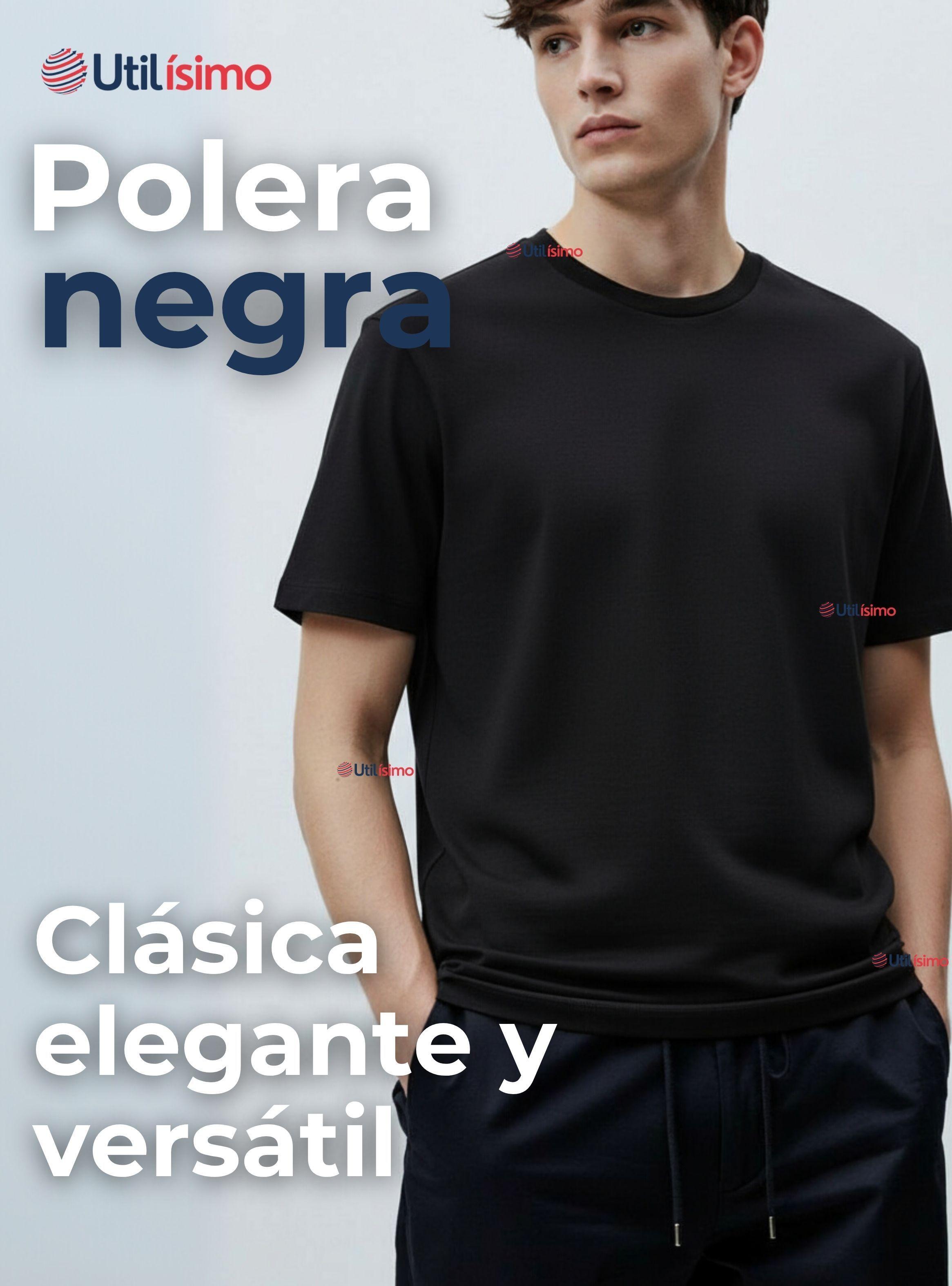 Polera Camiseta 100% Algodón Premium Manga Corta Básico Negro Hombre-2