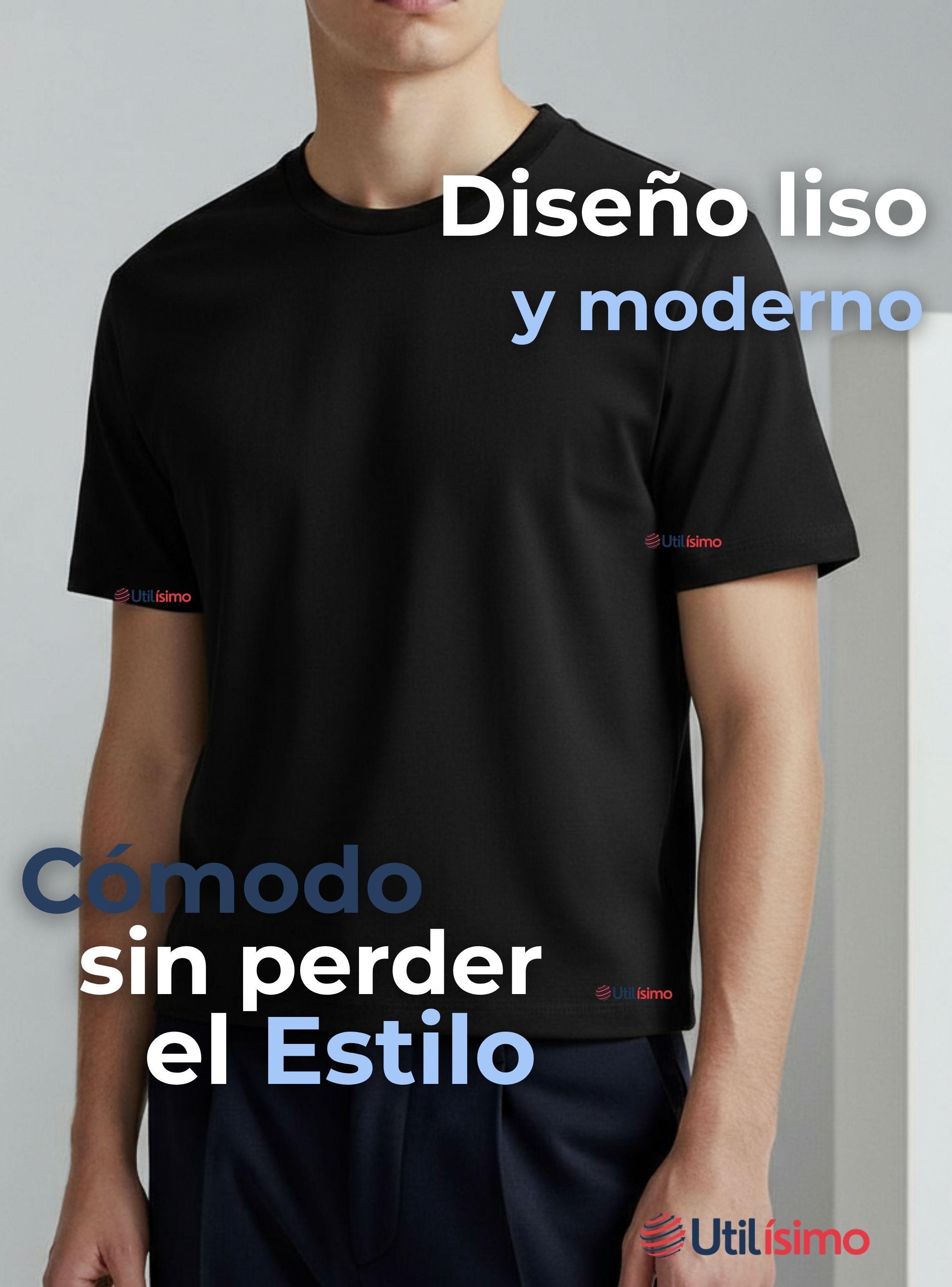 Polera Camiseta 100% Algodón Premium Manga Corta Básico Negro Hombre-4