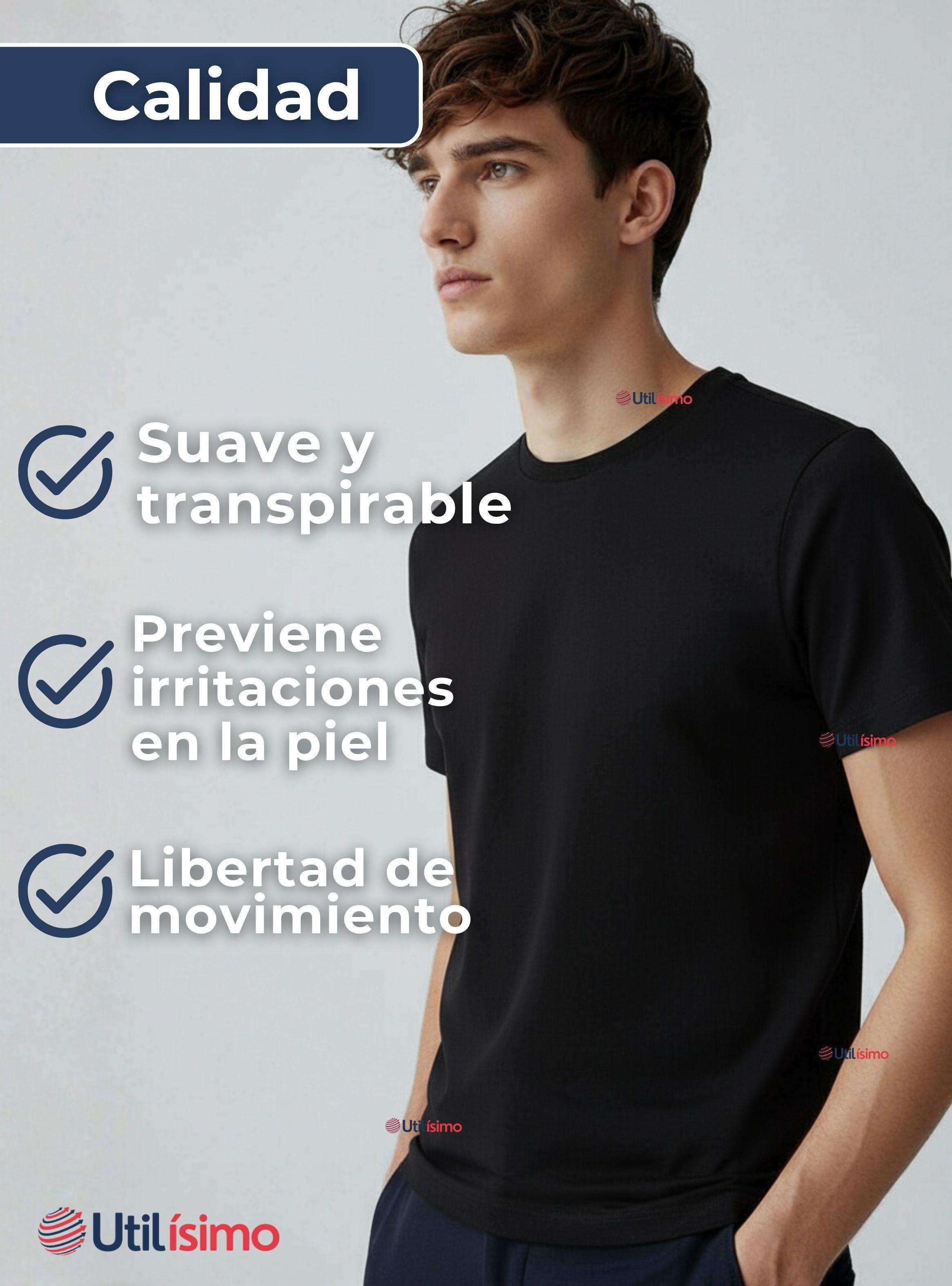 Polera Camiseta 100% Algodón Premium Manga Corta Básico Negro Hombre-6