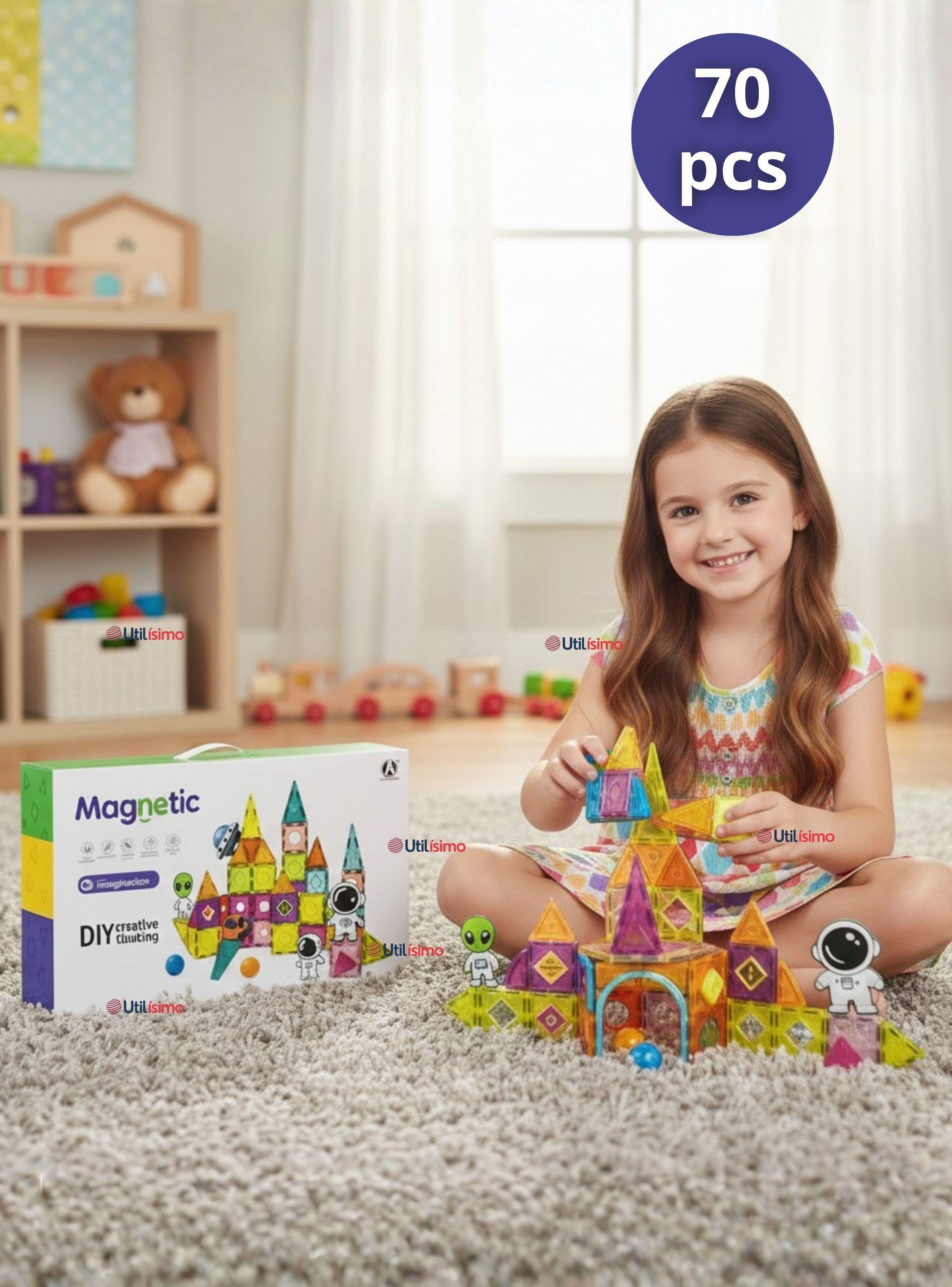 Juego Bloques De Construcción 3D Magnéticos  de 70 Piezas Niño o Niña-0