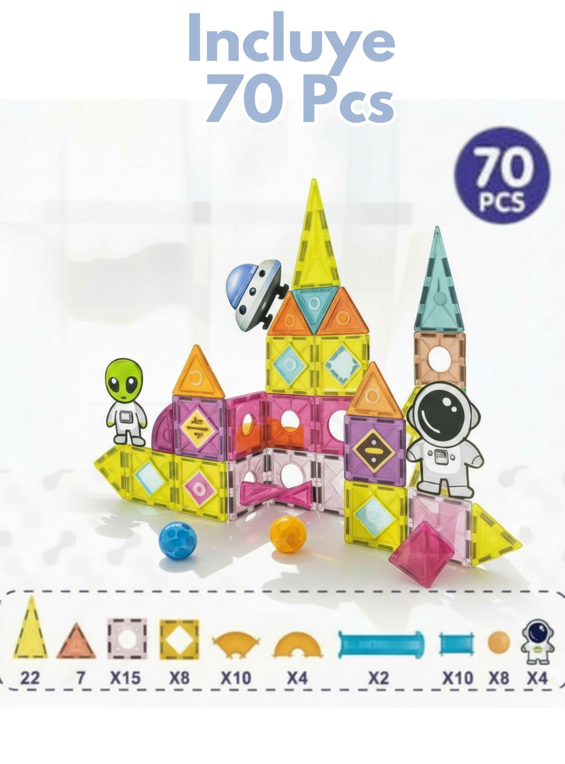 Juego Bloques De Construcción 3D Magnéticos  de 70 Piezas Niño o Niña-1