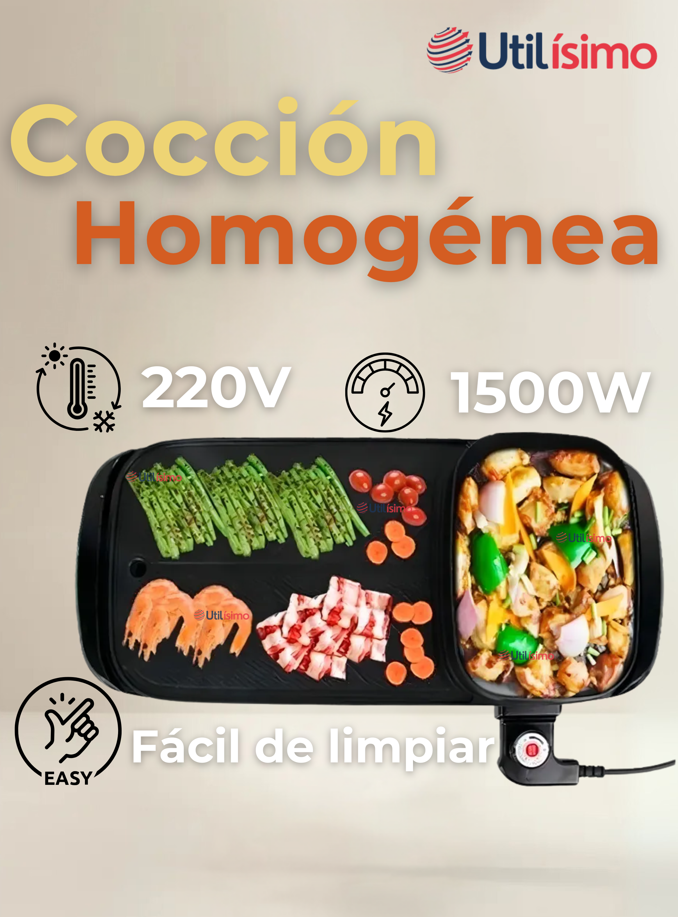 Plancha Parrillera Asador Eléctrico 2 en 1 Churrasquera-3