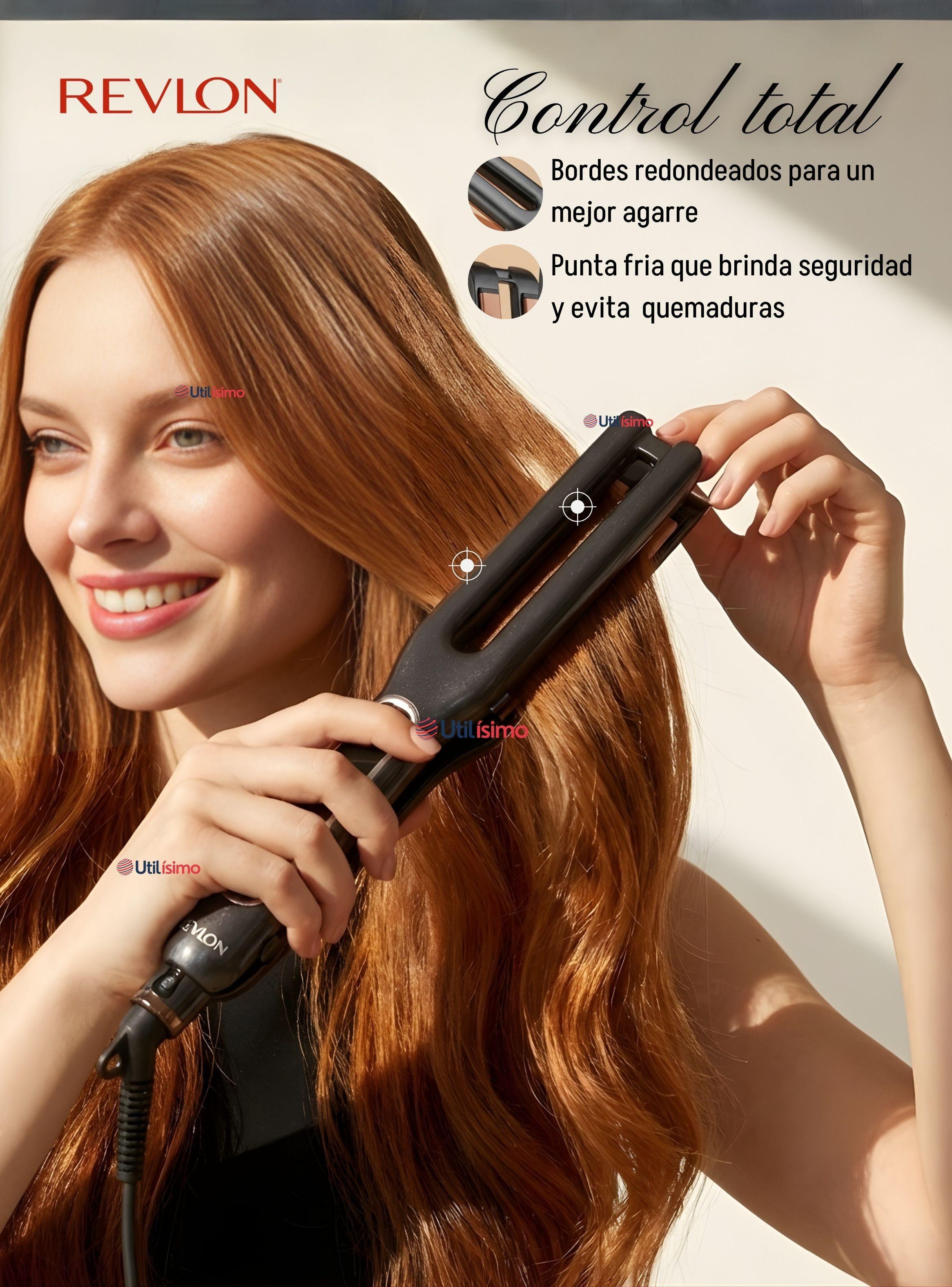 Plancha Alisadora De Cabello Revlon Placas Dobles Cerámica De Cobre Alaciadora Negra-6