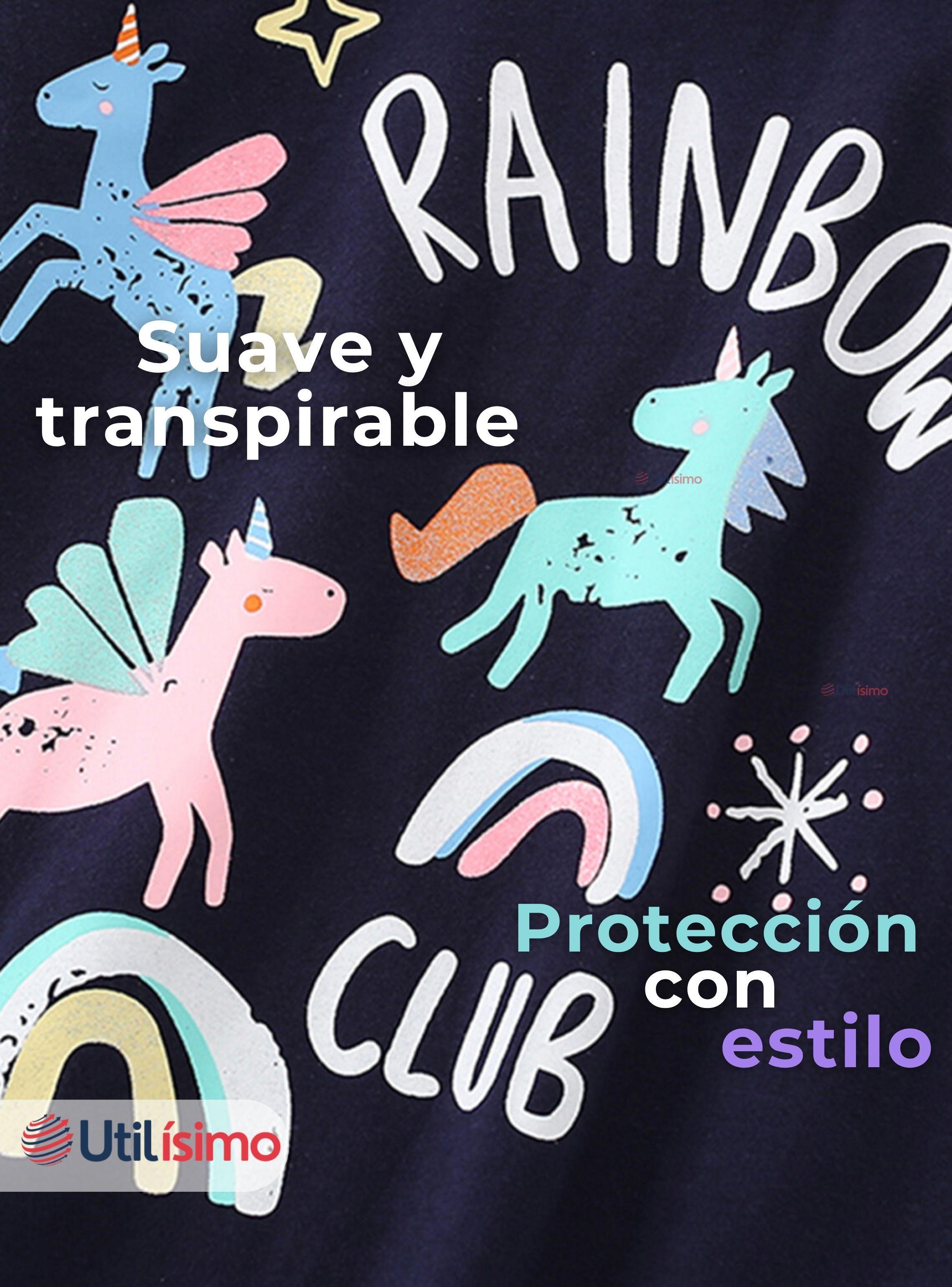 Polera Algodón Manga Larga Niña Camiseta Negro Unicornio-5