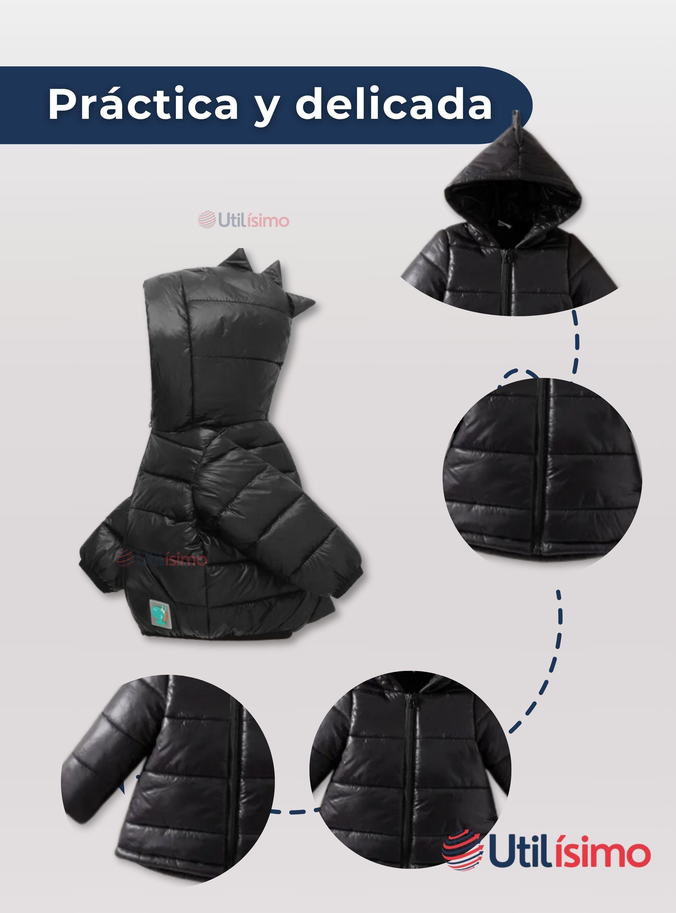 Parka Dinosaurio Con Capucha  Niño Manga Larga Negro-3