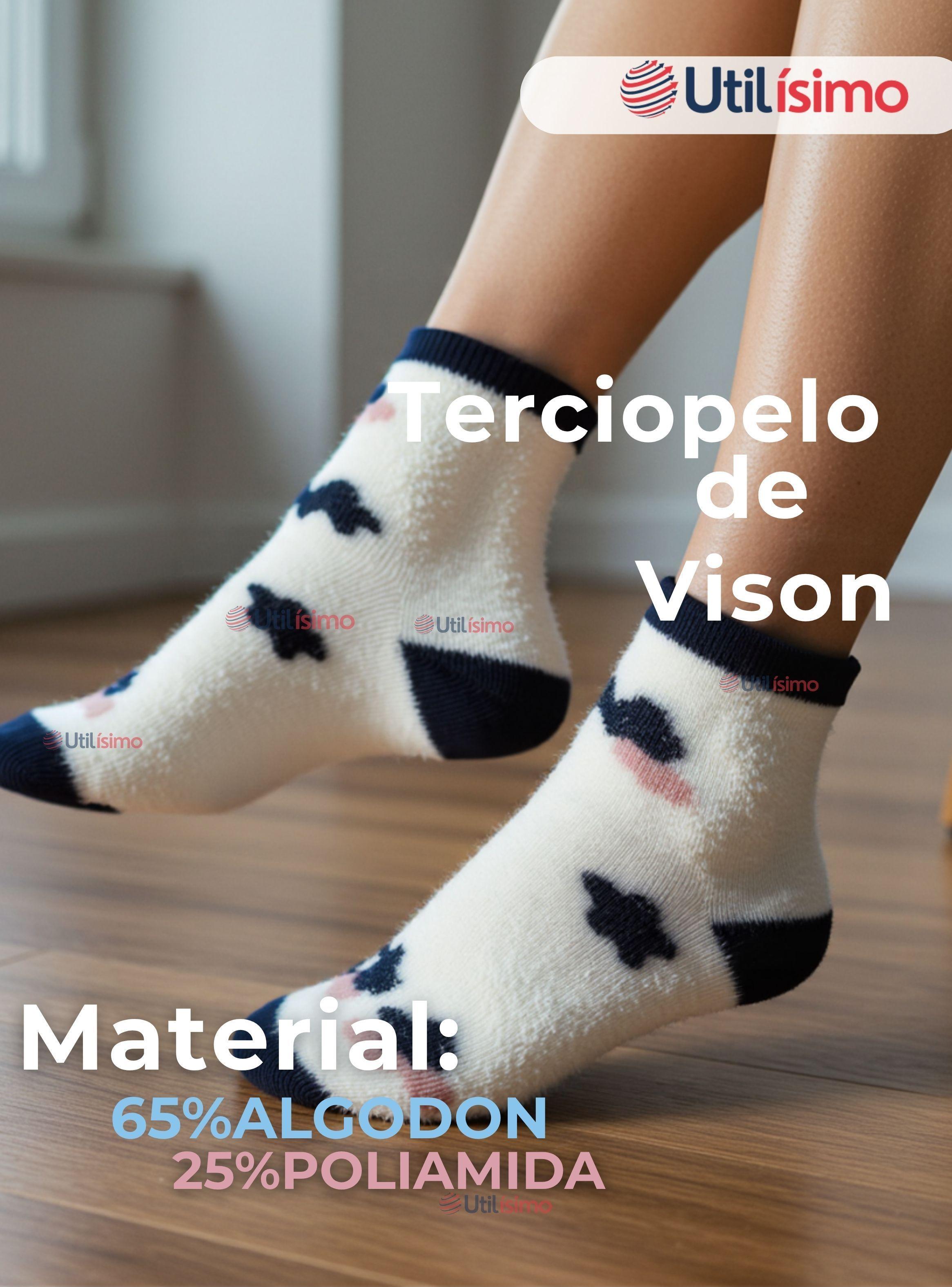 Pack 12 Pares Calcetines Terciopelo de Visón Mujer Diseños Surtidos Algodón-4