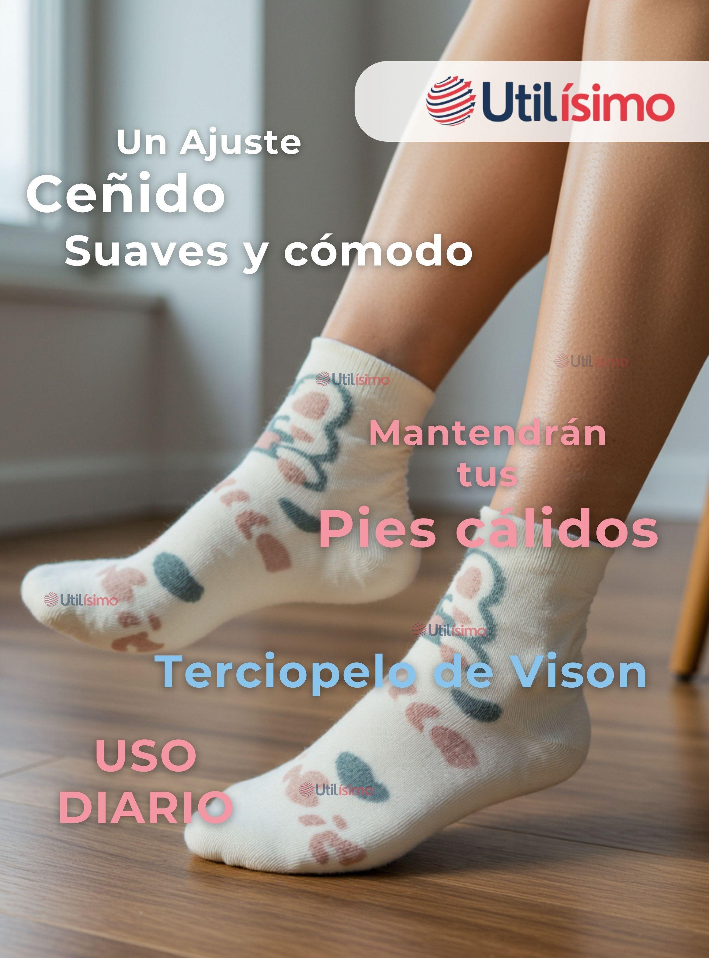 Pack 12 Pares Calcetines Terciopelo de Visón Mujer Diseños Surtidos Algodón-5