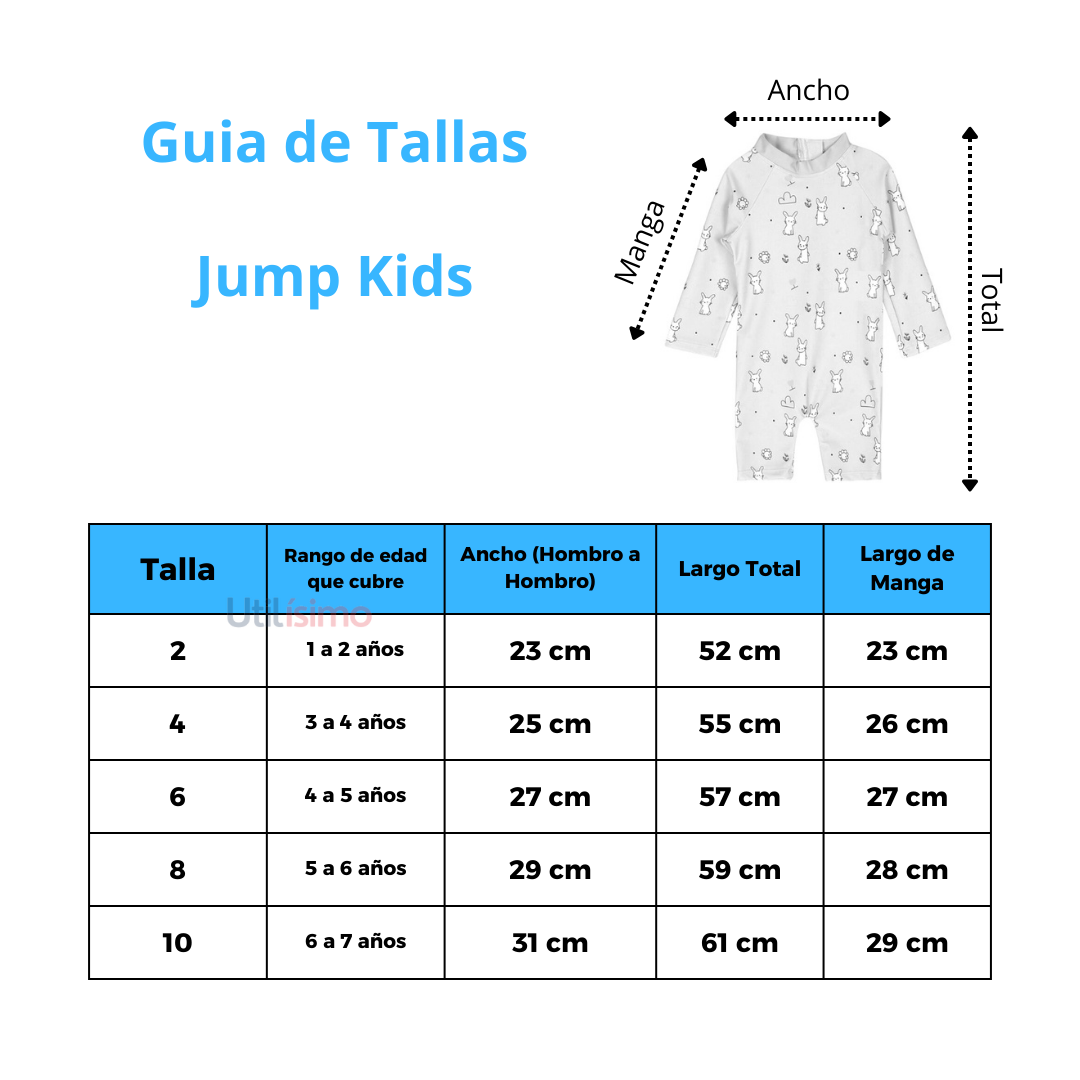 Traje De Baño Enterito Manga Larga Niña Jump Kids -2