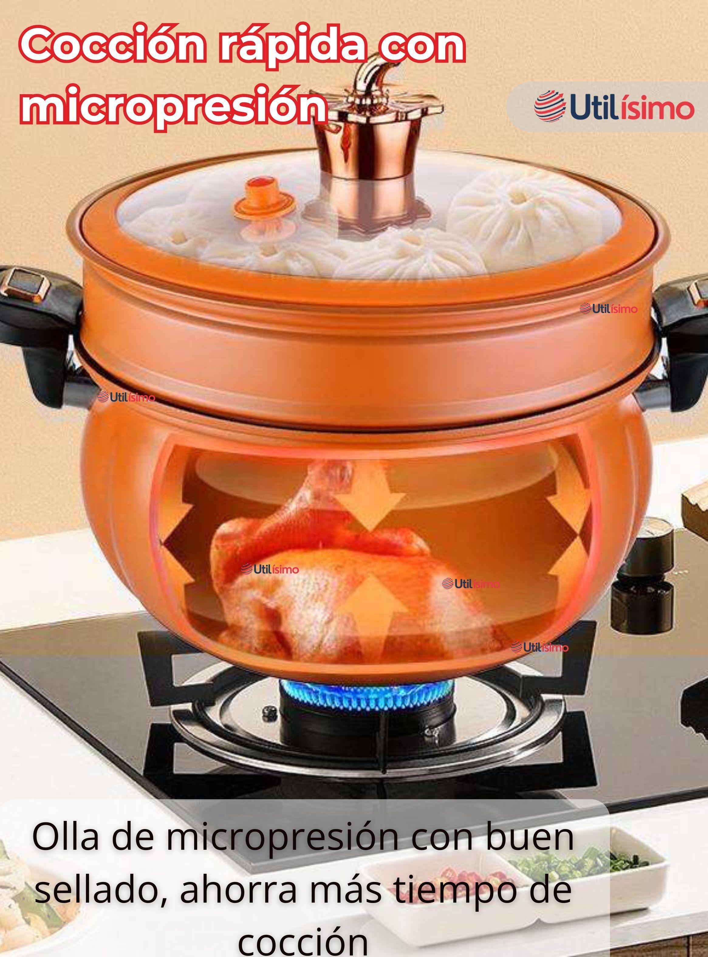 Olla De Micro Presión De Calabaza Antiadherente 7 Litros Color Naranja-6