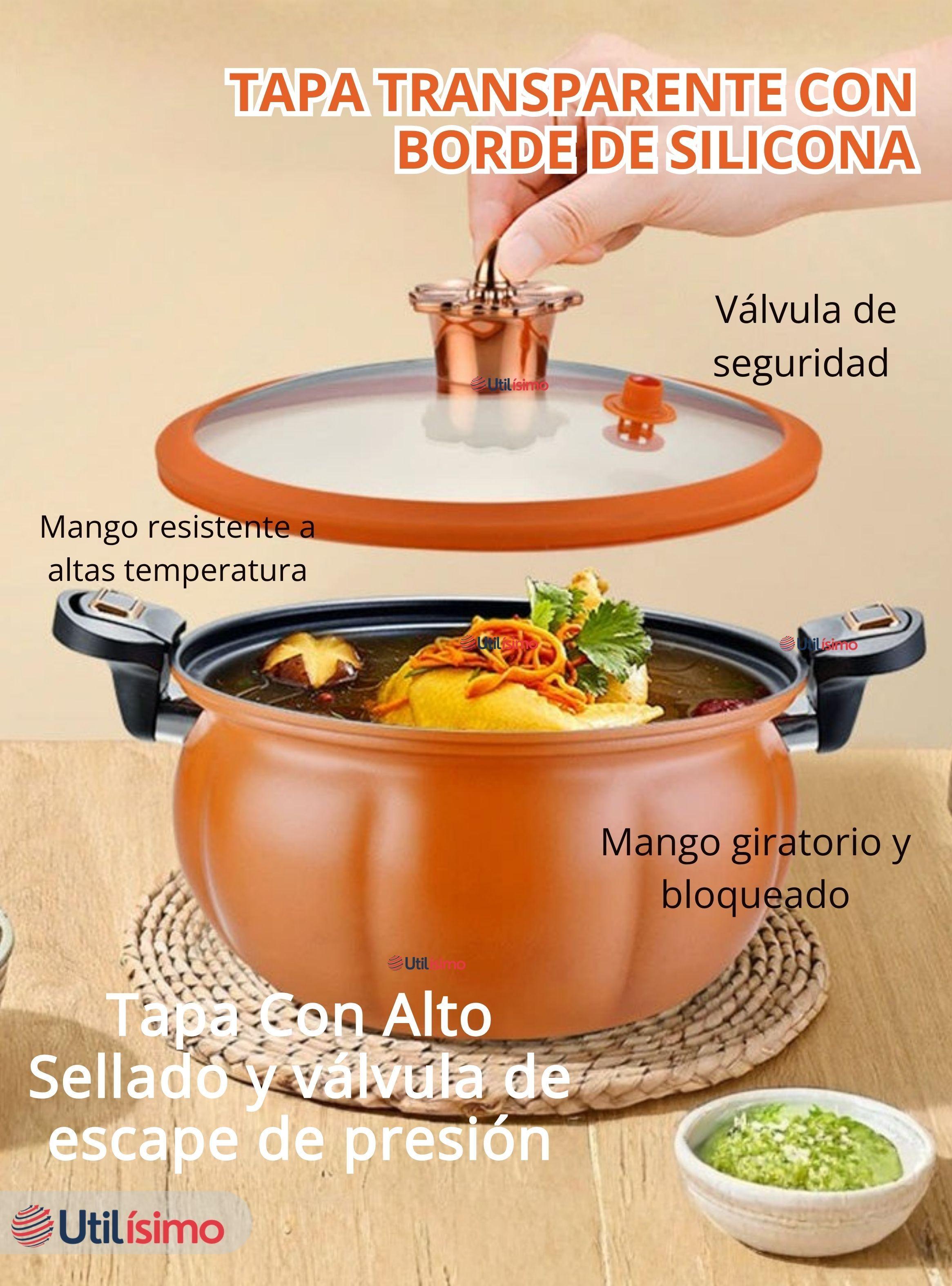 Olla De Micro Presión De Calabaza Antiadherente 7 Litros Color Naranja-7