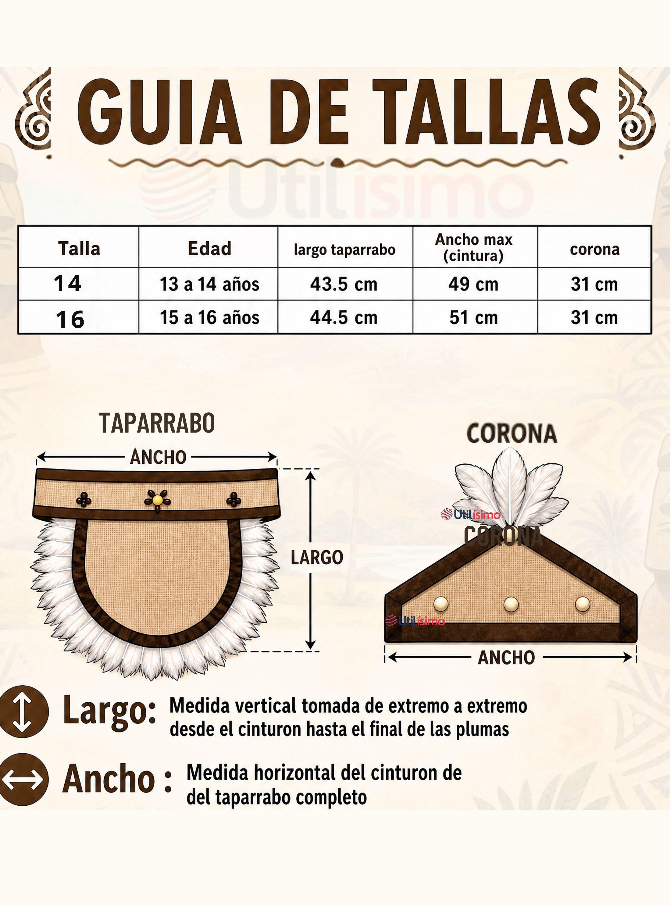 Traje Pascuense Típico Completo 4 Piezas Juvenil Rapa Nui Fiestas Patrias-2