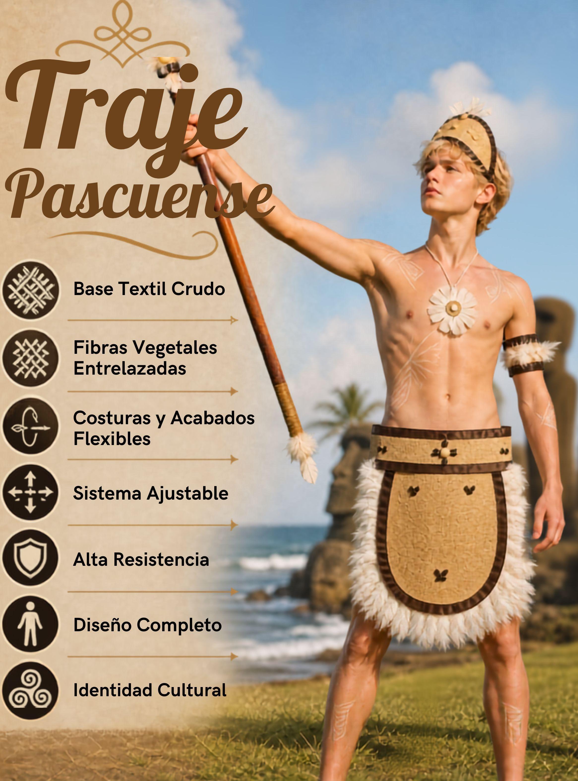 Traje Pascuense Típico Completo 4 Piezas Juvenil Rapa Nui Fiestas Patrias-3