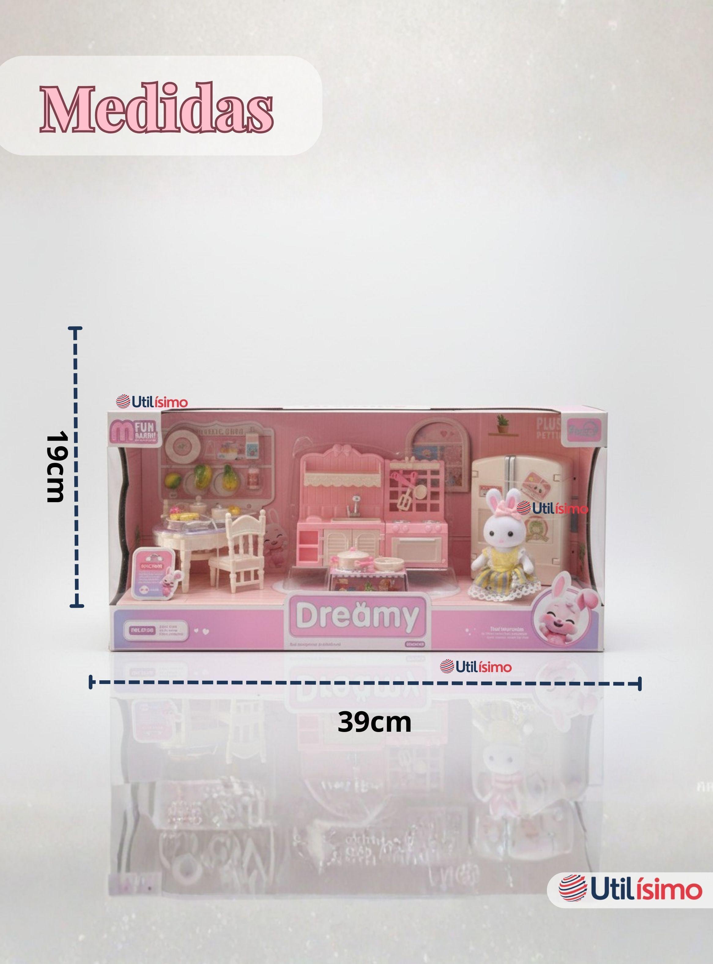 Set de Cocina y Comedor con Muñeca Conejita Juguete para Niña-4