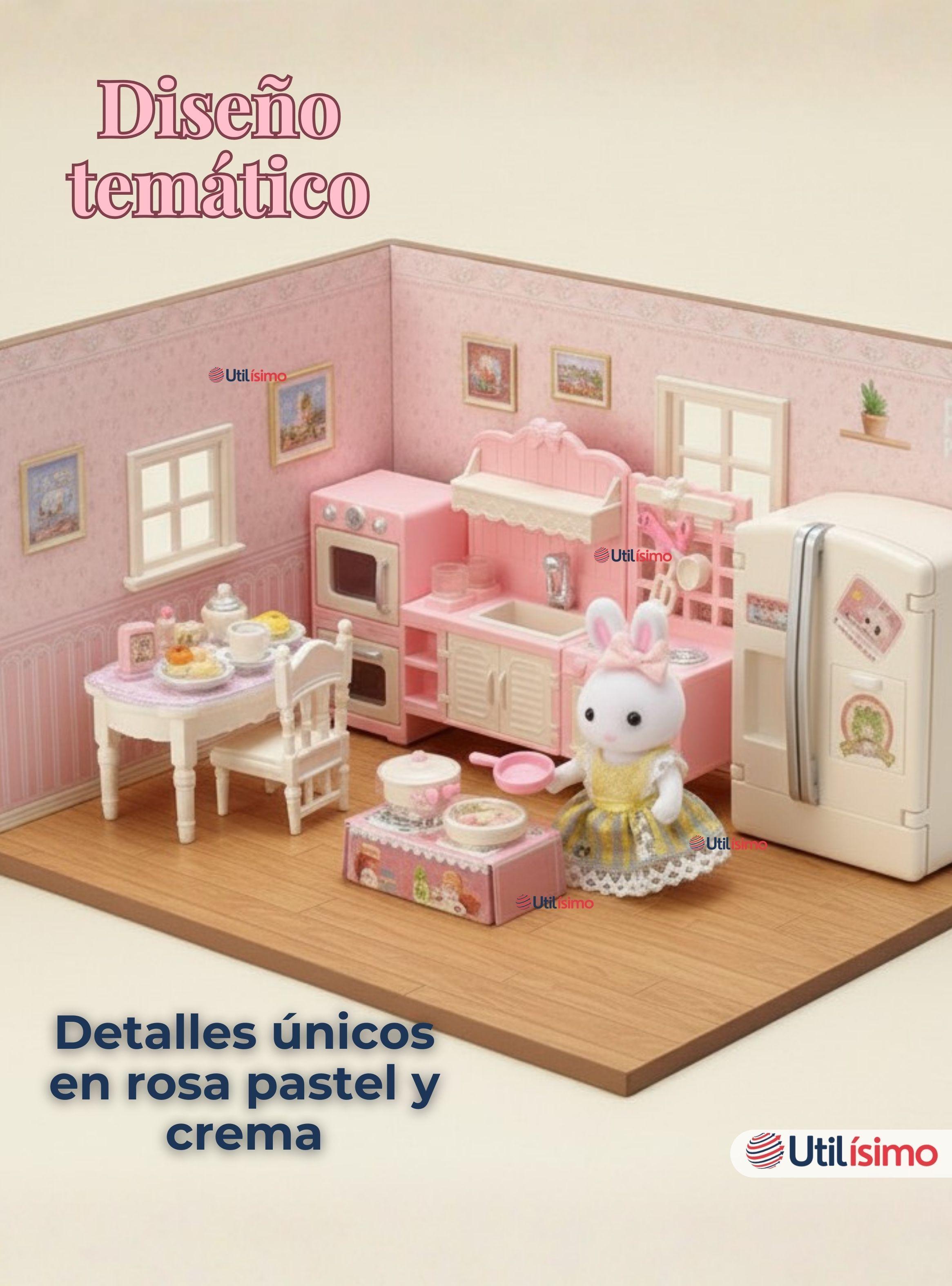 Set de Cocina y Comedor con Muñeca Conejita Juguete para Niña-5