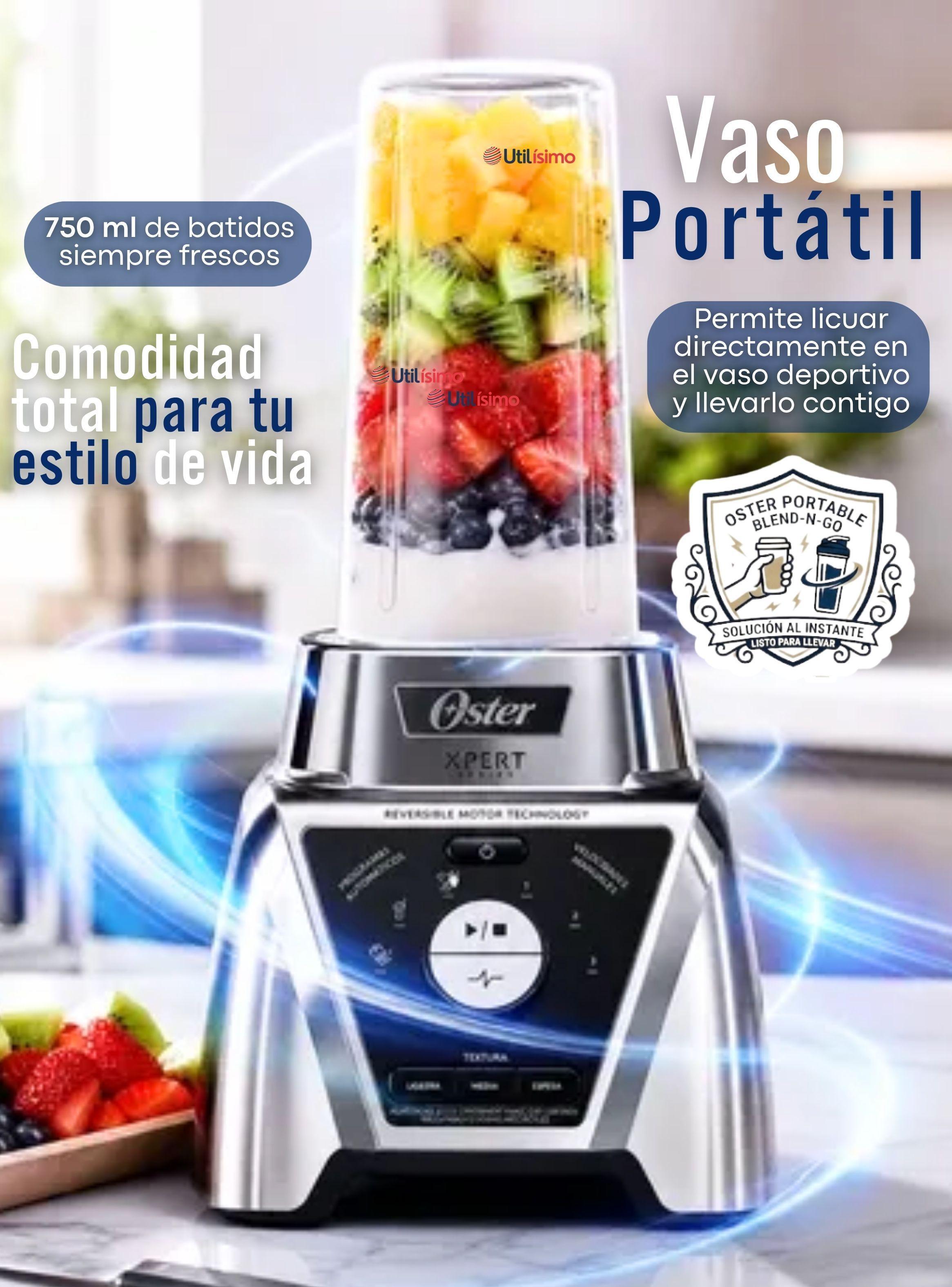Licuadora Xpert Series™ niquelada con control de textura y un Blend N Go BLST3BCPG-5