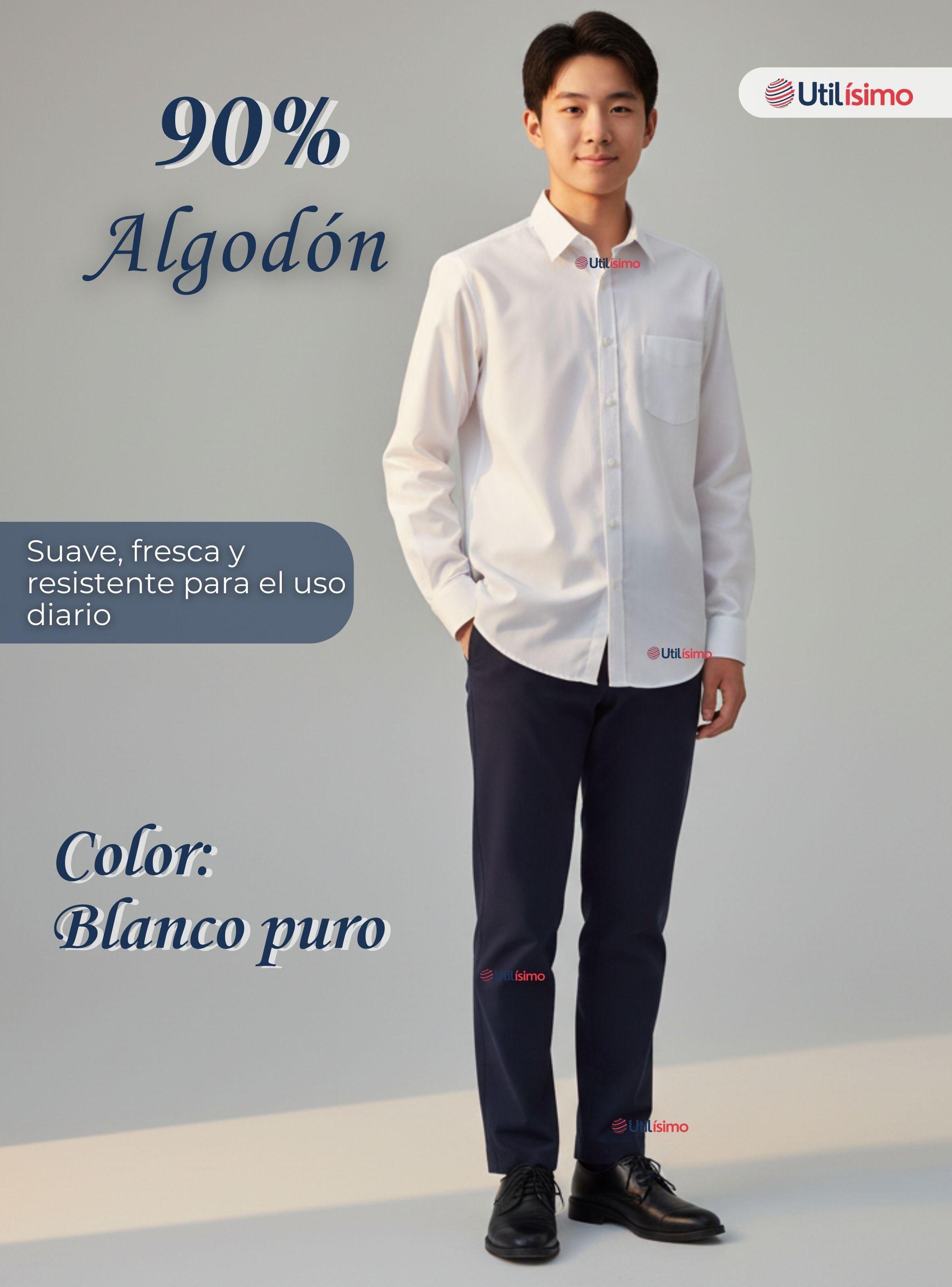 Camisa Escolar Blanca Manga Larga Colegio Niño y Juvenil-2