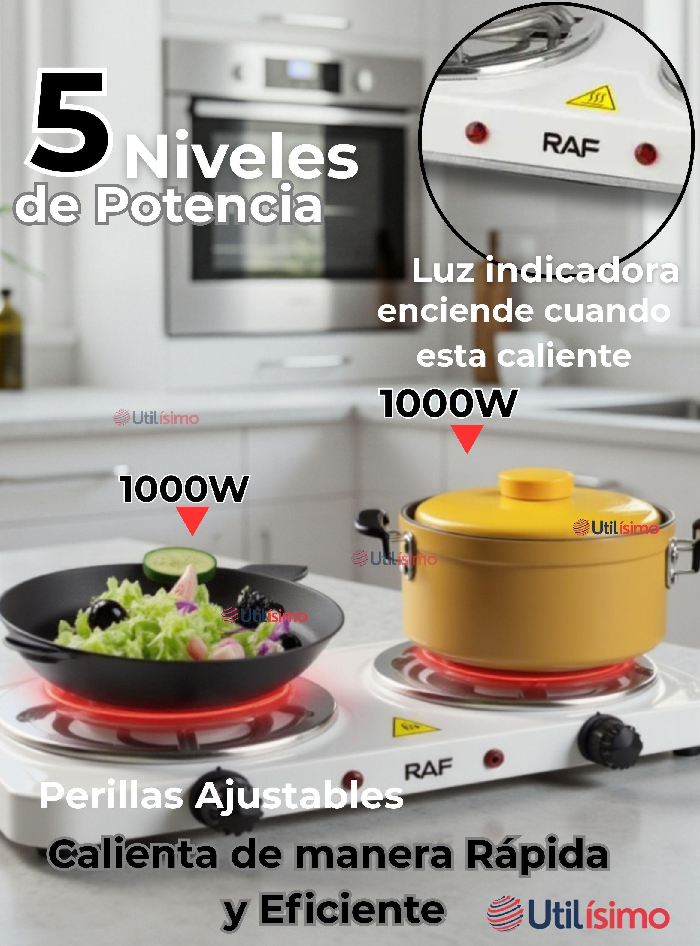 Cocina Eléctrica 2 Platos 2000W de Potencia Cocinilla Portátil Color Blanco-2