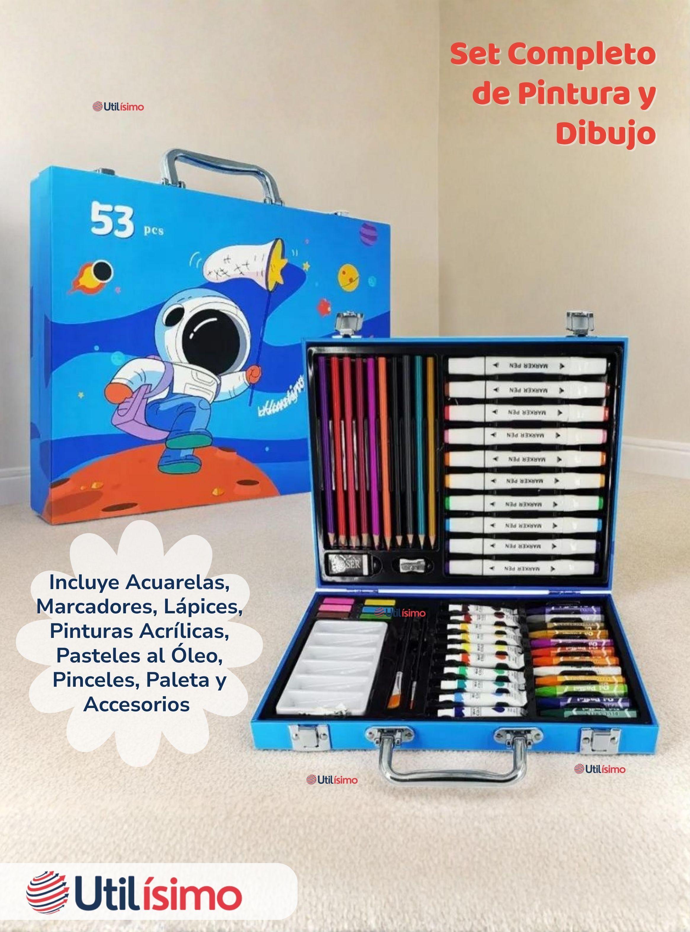 Maletín Set De Arte con 53 Piezas Estuche Para Dibujar Y Pintar Niño Astronauta-3