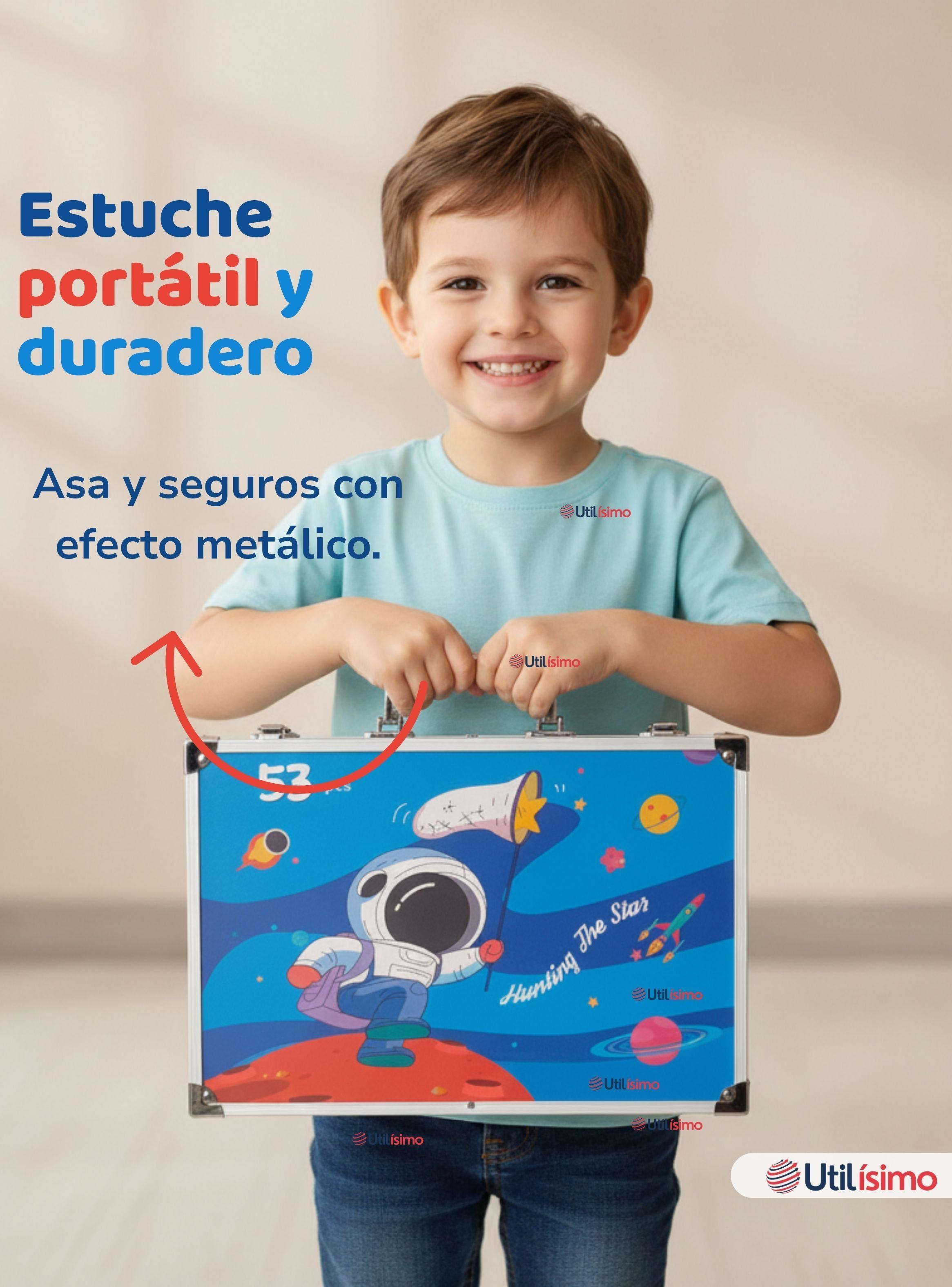 Maletín Set De Arte con 53 Piezas Estuche Para Dibujar Y Pintar Niño Astronauta-6