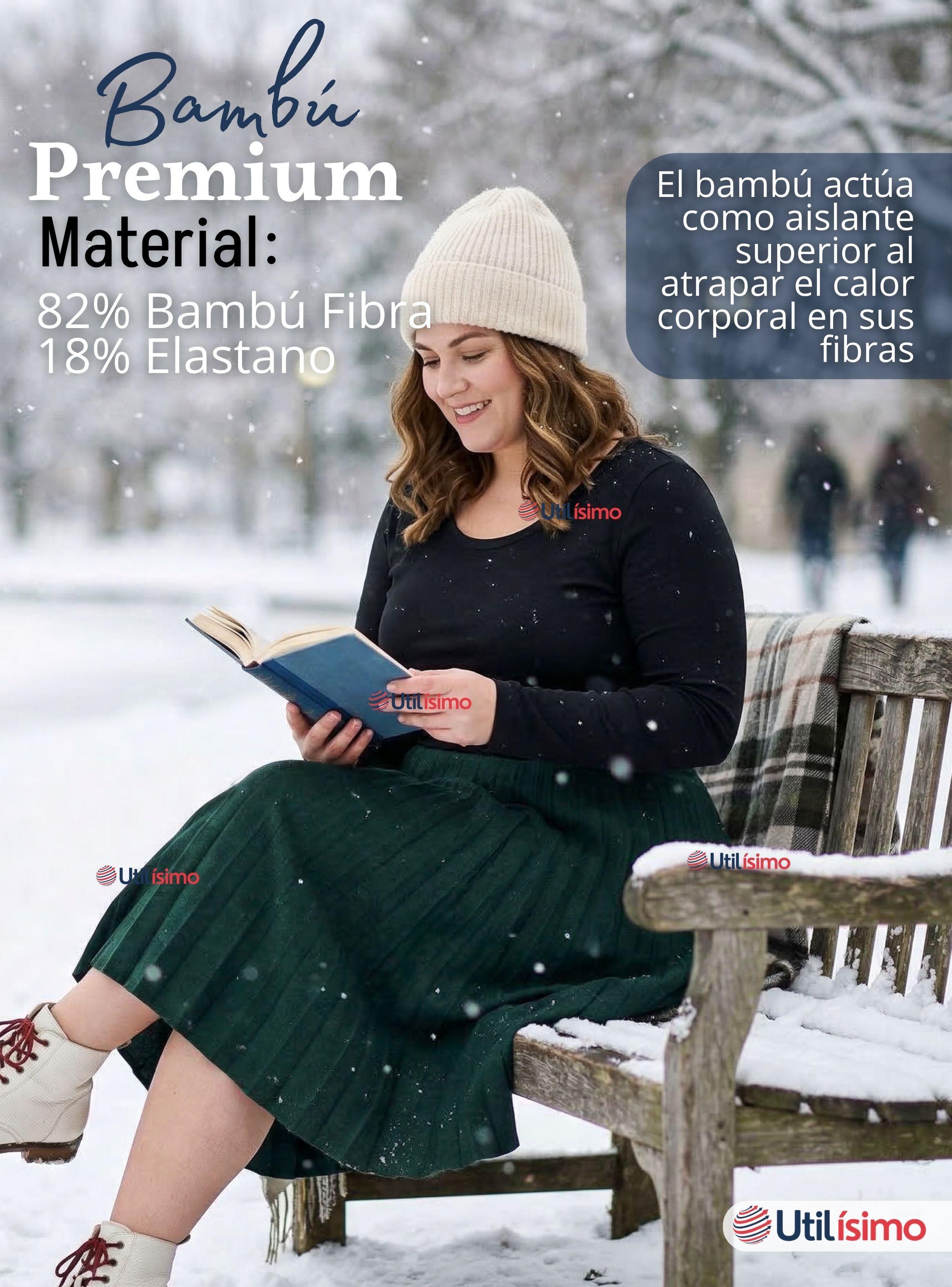 Camiseta Polera Bambú Primera Capa Negro Manga Larga Mujer-4