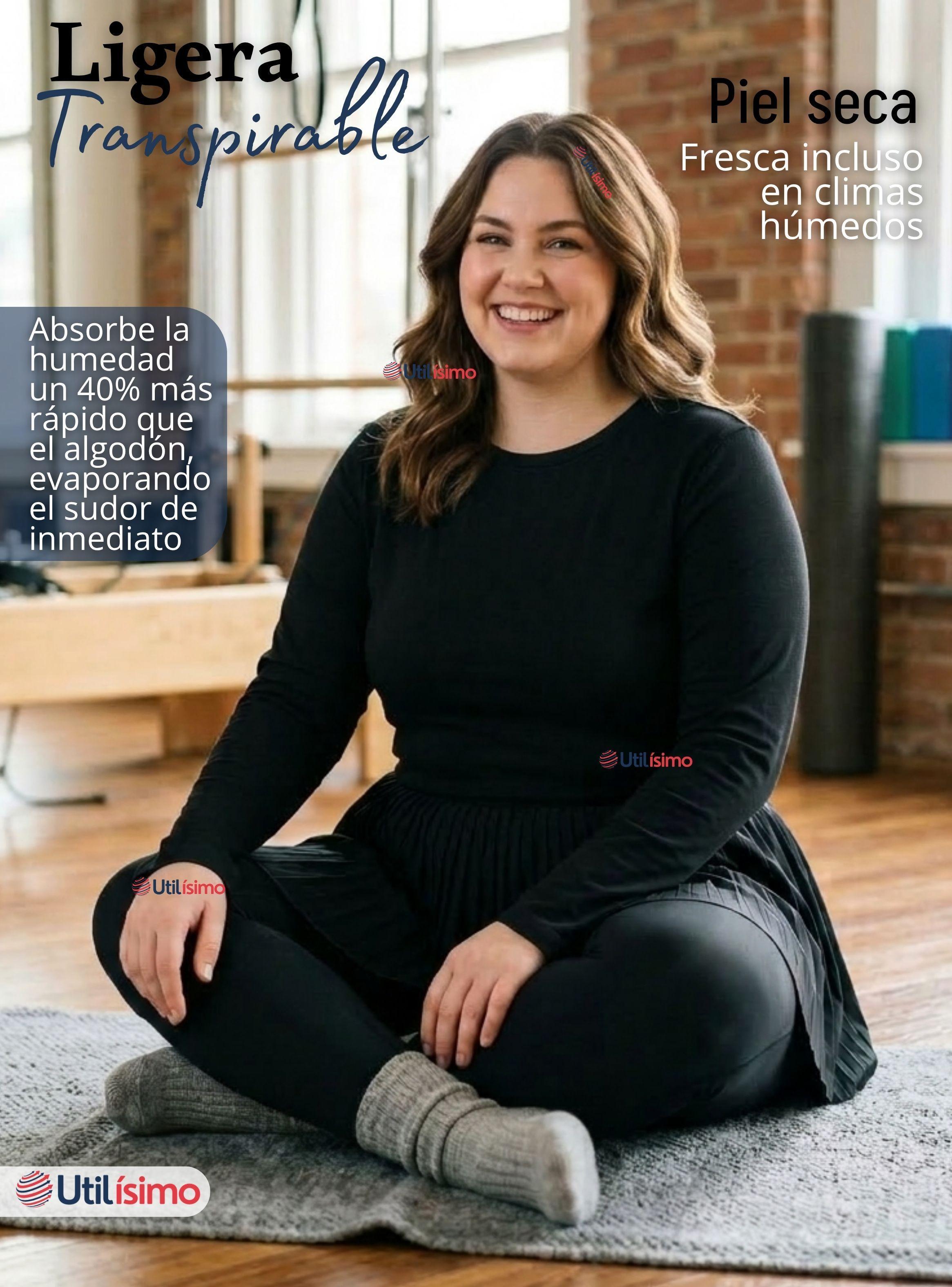 Camiseta Polera Bambú Primera Capa Negro Manga Larga Mujer-6