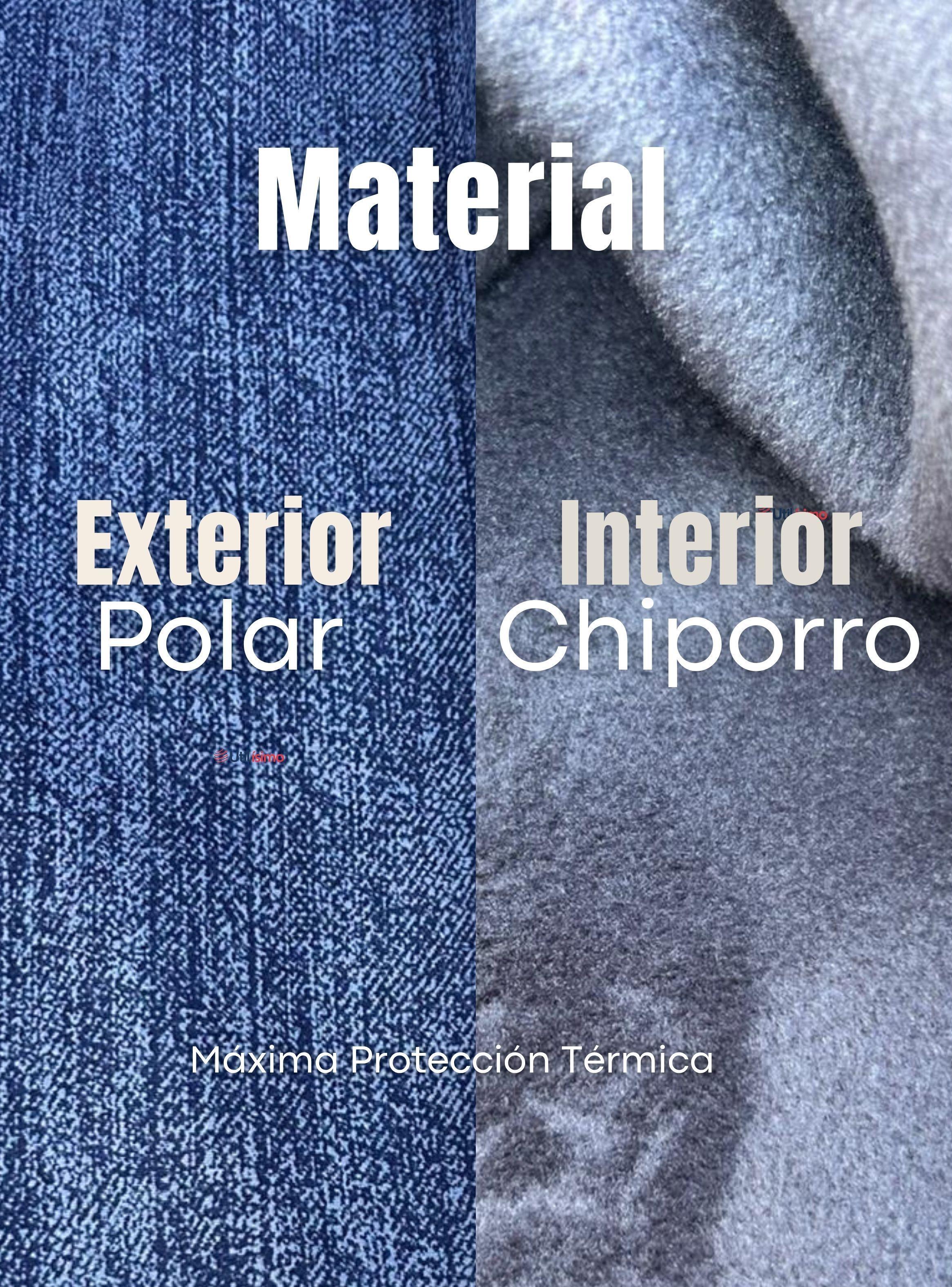 Pantalón Polar Con Chiporro Palazzo Mujer Elasticada Térmica Azul Jeans-7