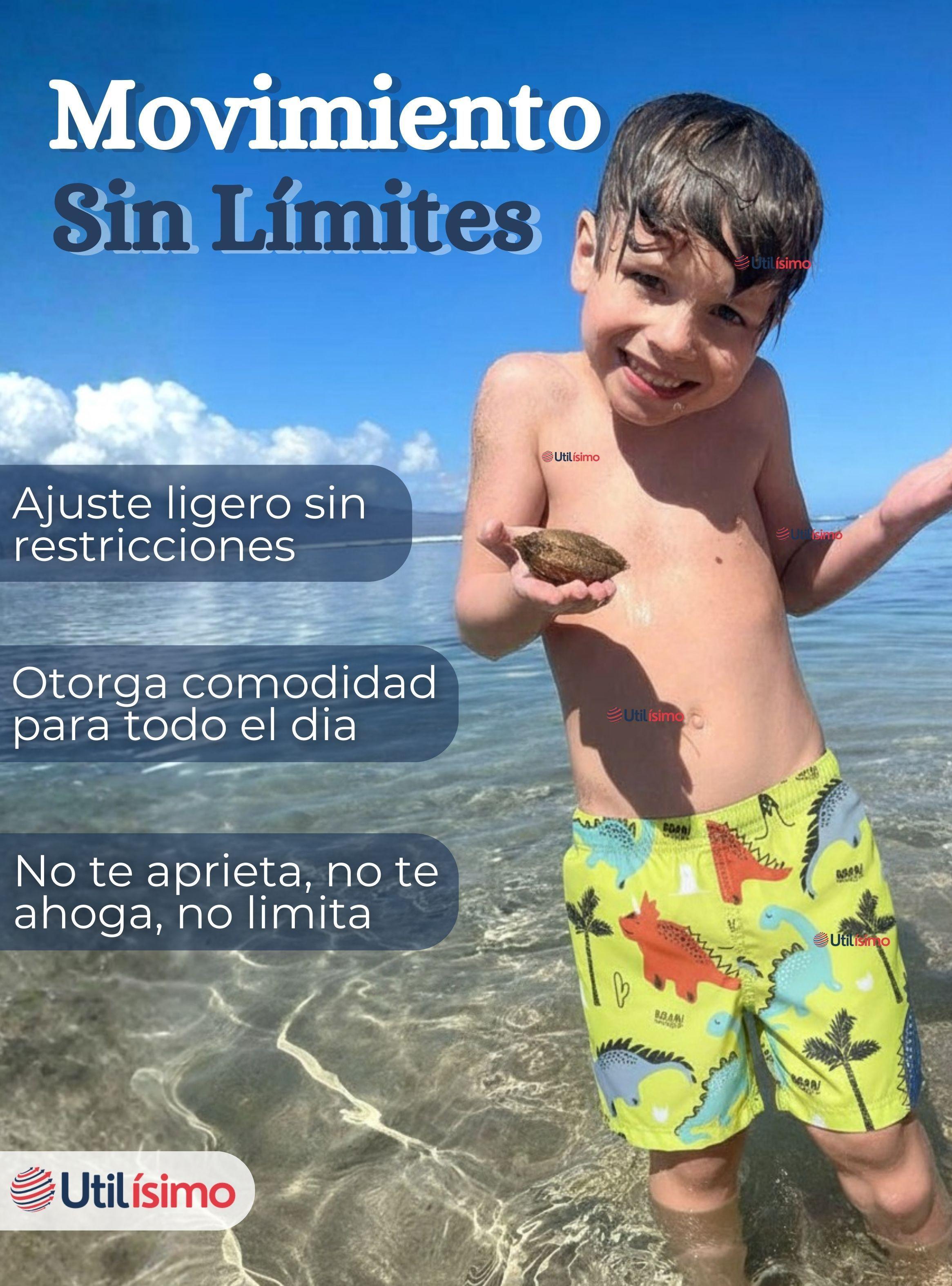 Short De Playa Niños Traje De Baño Pantalón Corto Amarillo Dinosaurios-6