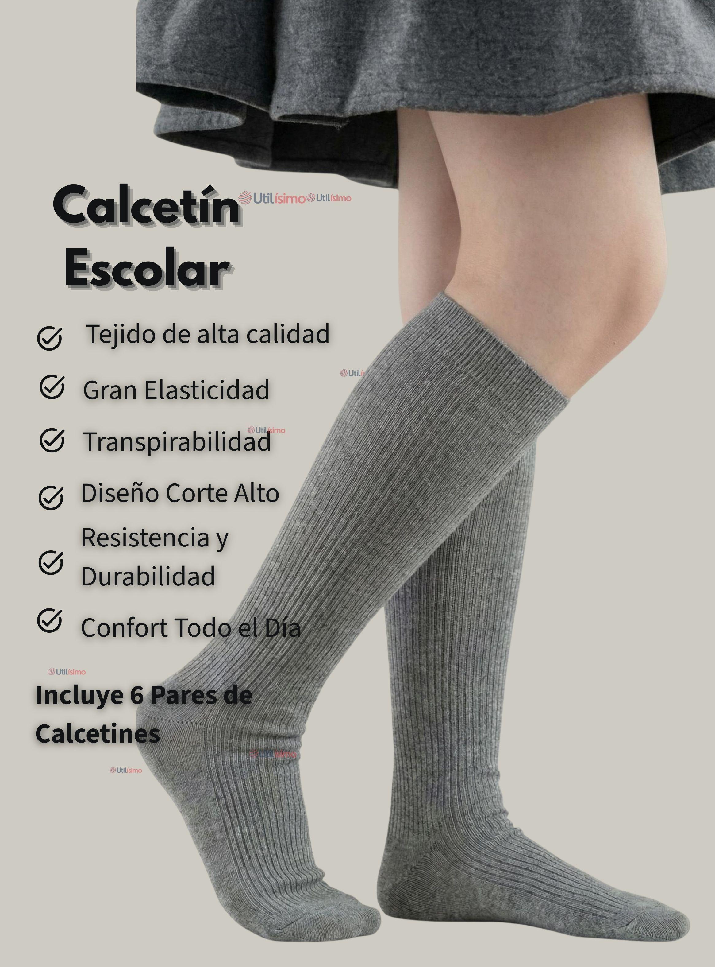 Pack 6 Calcetines Escolares Largo Acrílico Gris Niñas-2