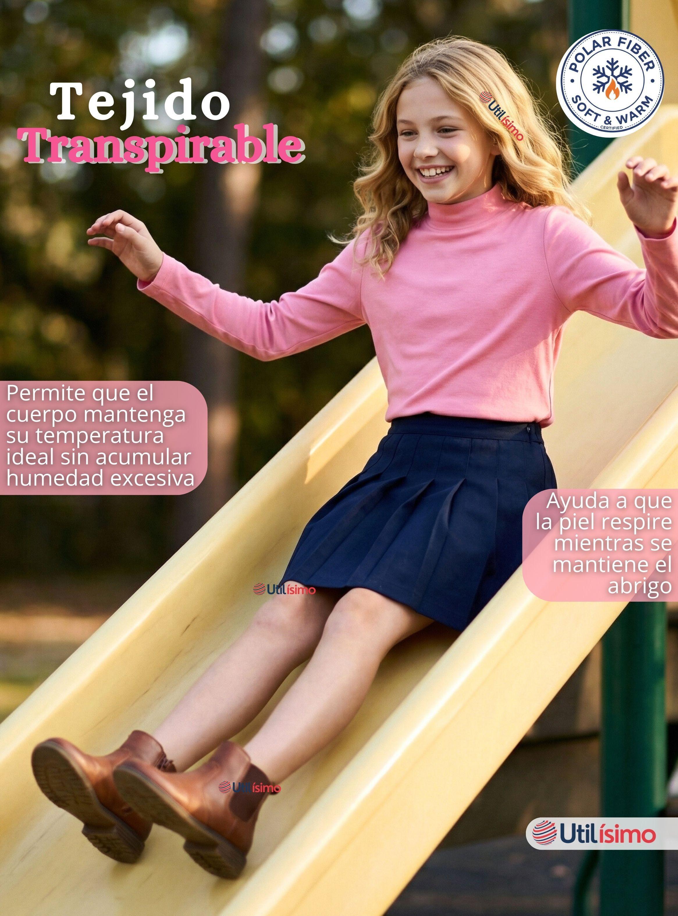 Pack 3 Poleras Camisetas Polar Primera Capa Cuello Beatle Mangas Largas Colores Surtido Niñas-7