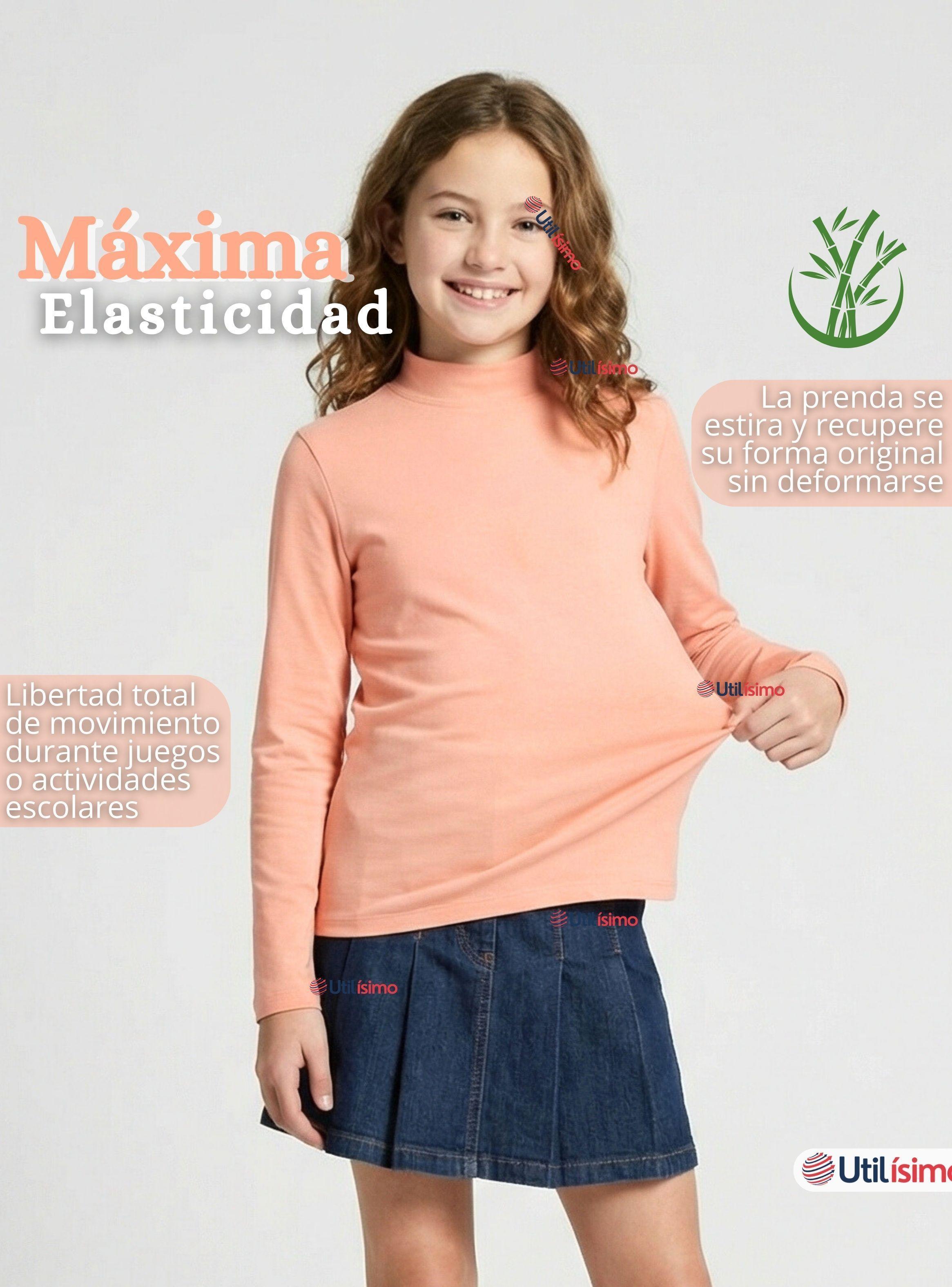 Pack 3 Polera Camiseta Bambú Salmón Cuello Beatle Primera Capa Manga Larga Niña-4