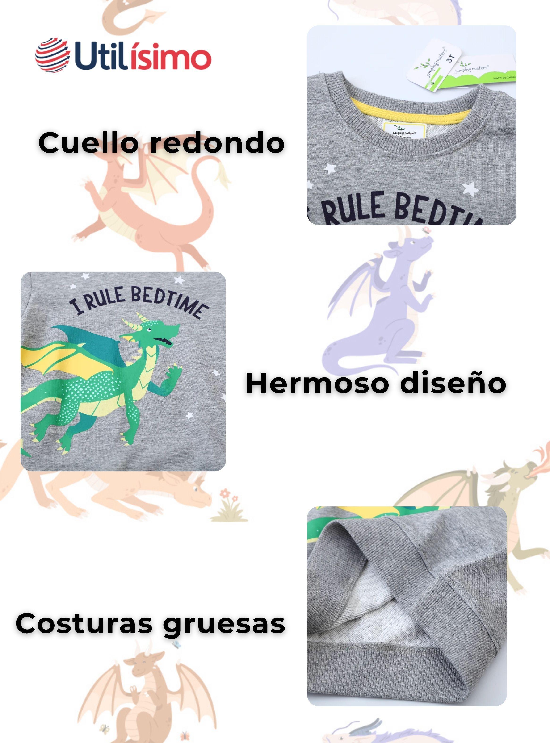 Polerón Algodón Cuello Redondo Niños Gris Dragón-3