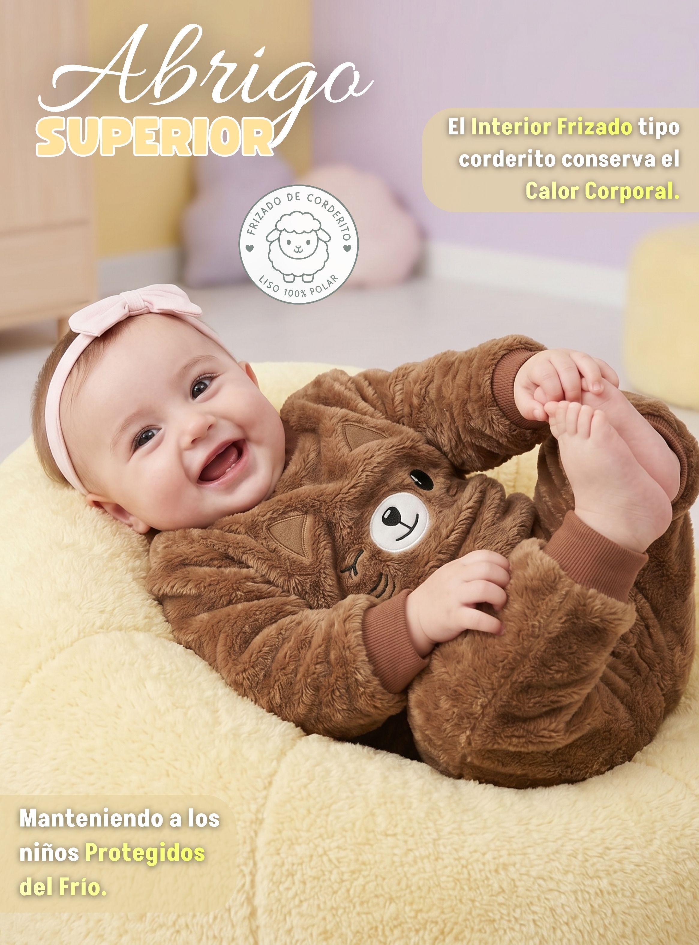 Conjunto 2 Piezas Polerón Buzo Frizado Niña Bebe Corderito Liso Brown Cat-6