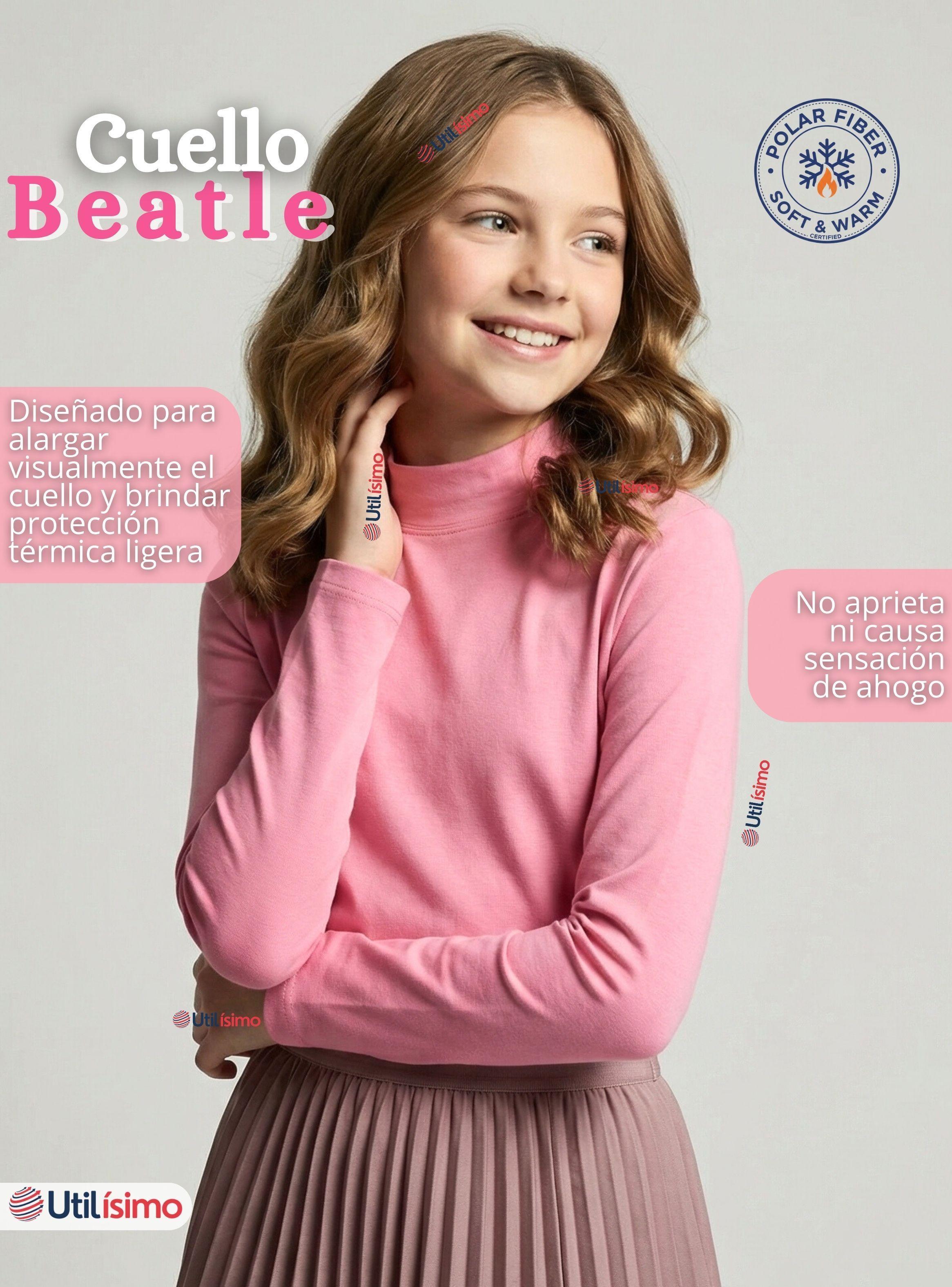 Polera Camiseta Polar Primera Capa Cuello Beatle Mangas Largas Colores Surtido Niña-3