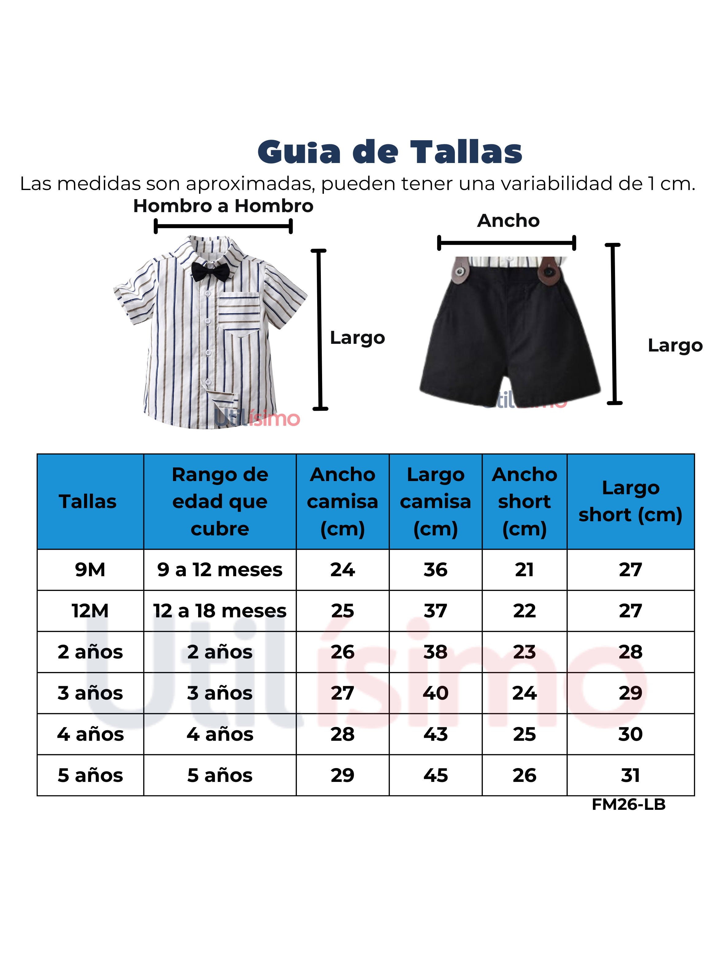 Conjunto de vestir con corbatín y pantalón corto 9 meses a 5 años-2