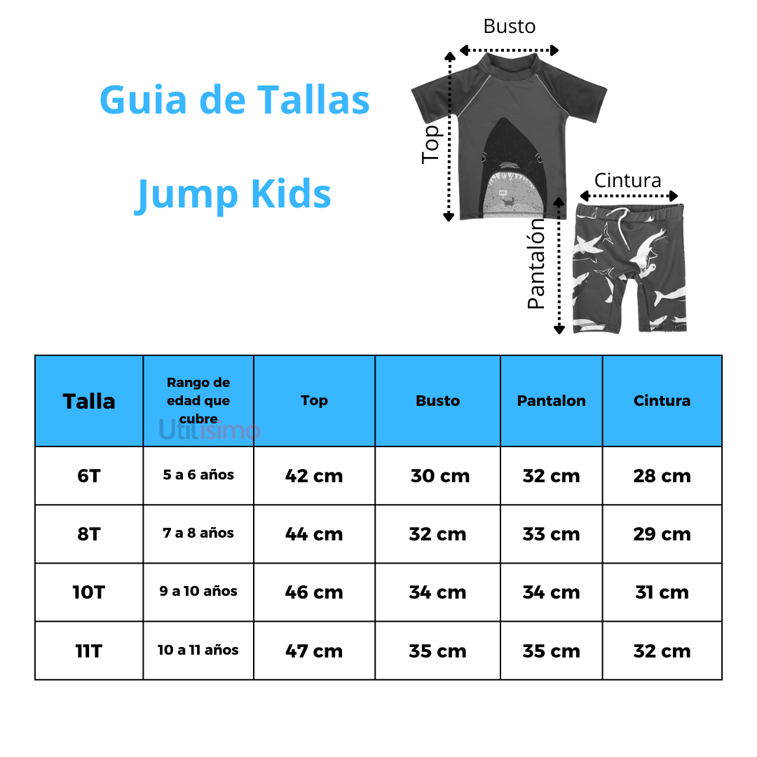Traje de Baño 3 piezas Manga Larga Niño Jump Kids Peces-6