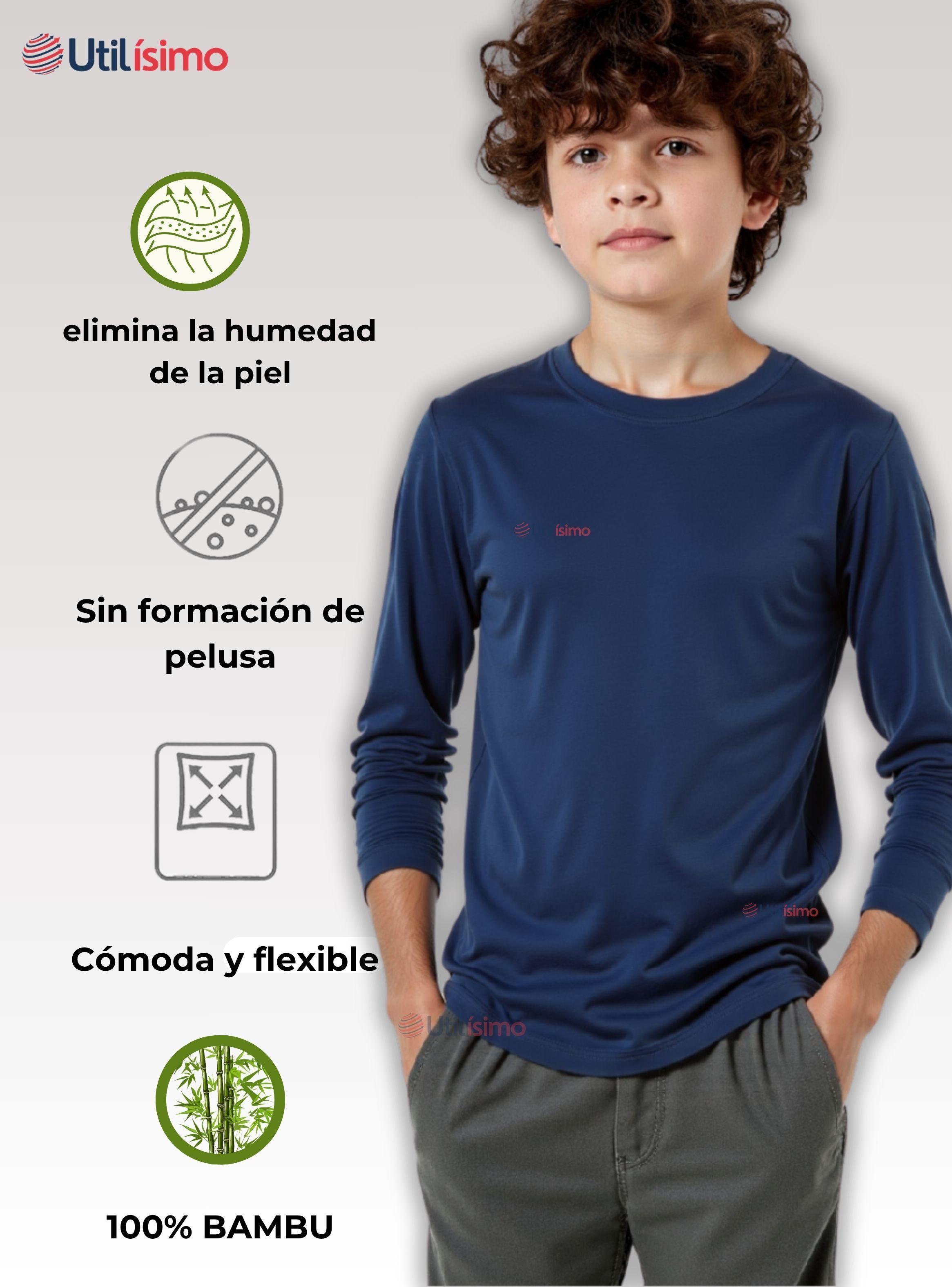  Camiseta Cuello Redondo Bambú Juvenil Polera Colores Surtidos-4