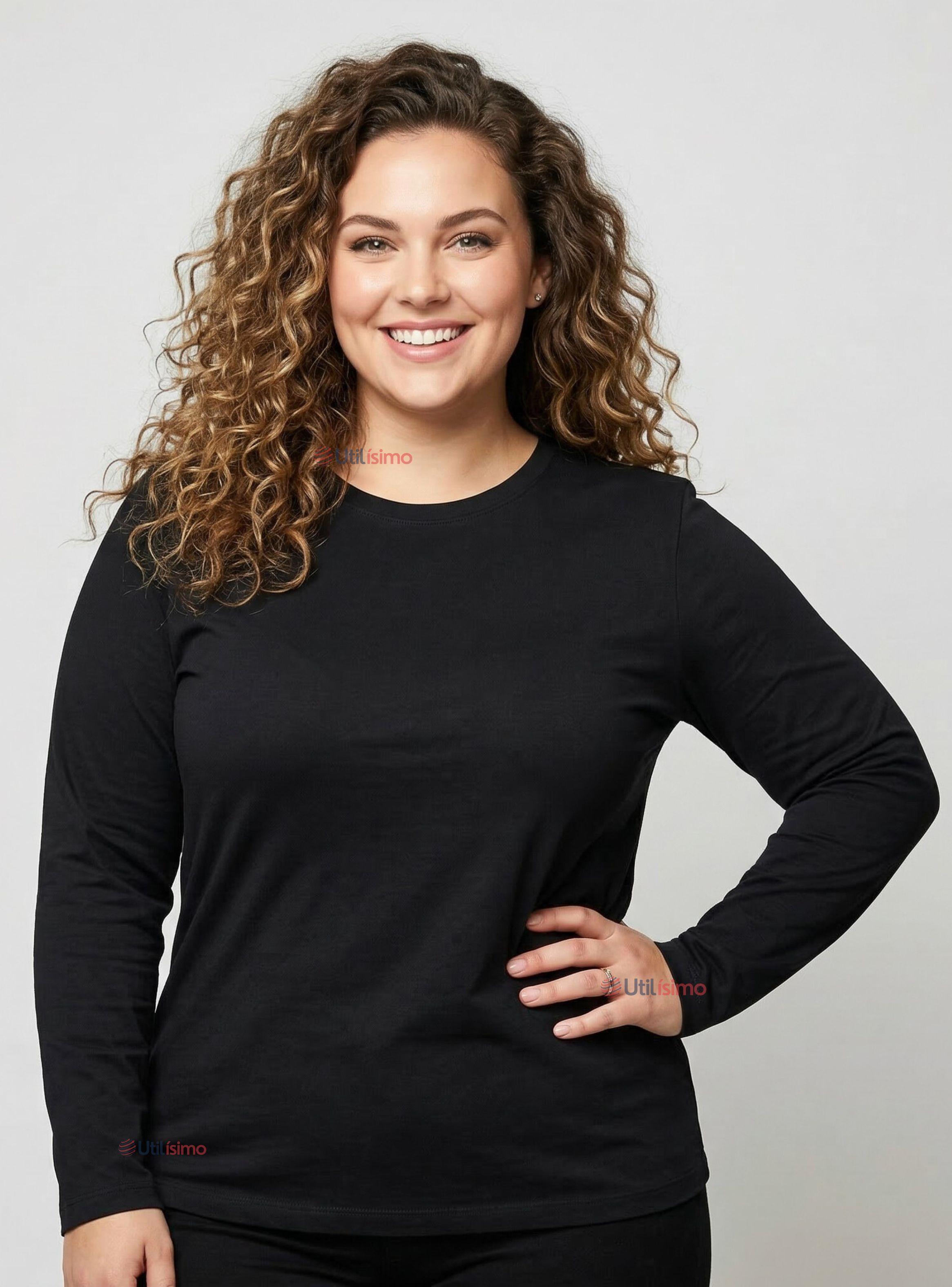 Pack 6 Camisetas Poleras Bambú Primera Capa Manga Larga Blanco Negro de Mujer-0