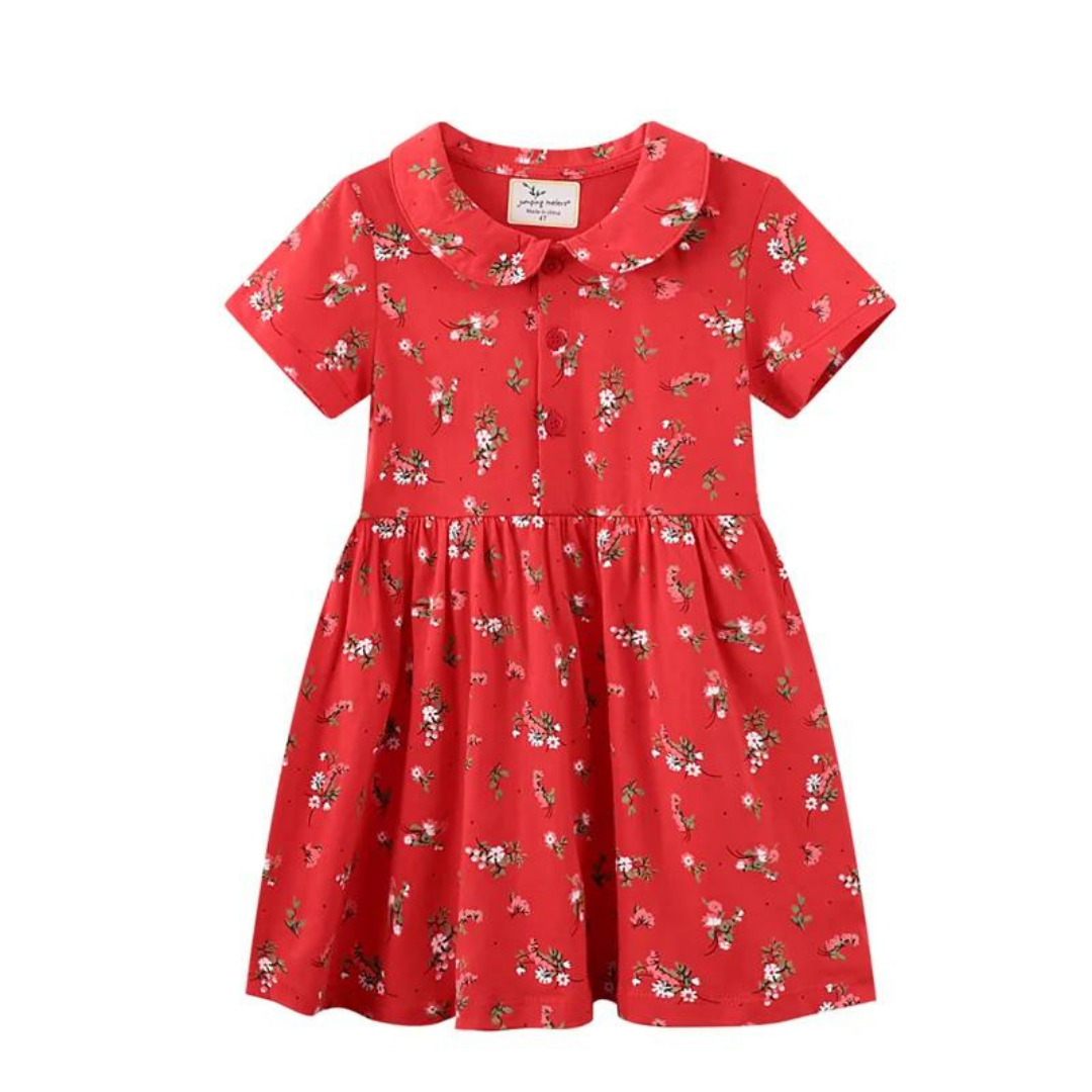 Vestido Manga Corta Niña Flores Rojas Jump Kids-0