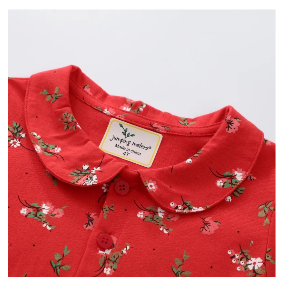 Vestido Manga Corta Niña Flores Rojas Jump Kids-2
