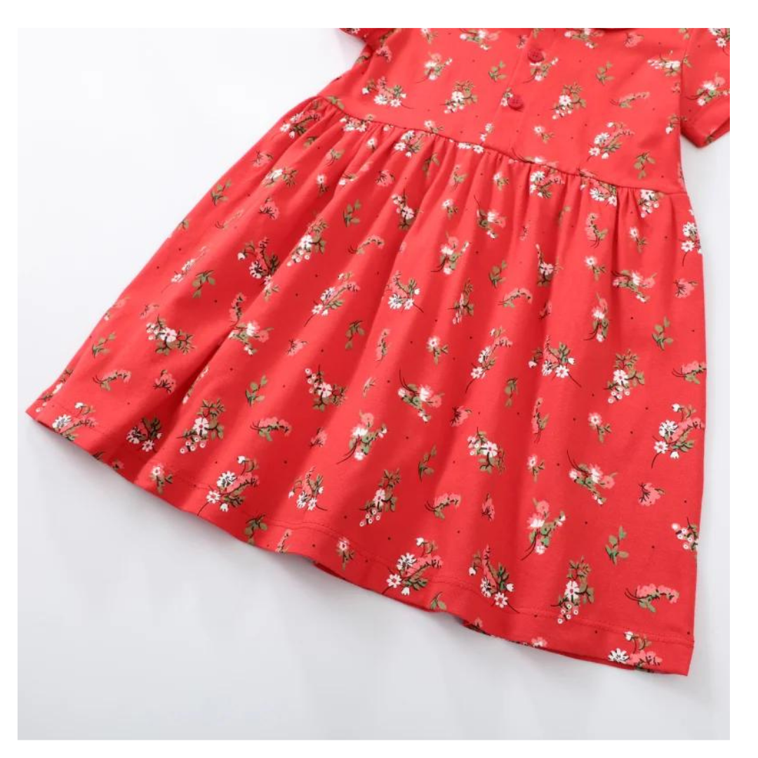 Vestido Manga Corta Niña Flores Rojas Jump Kids-3