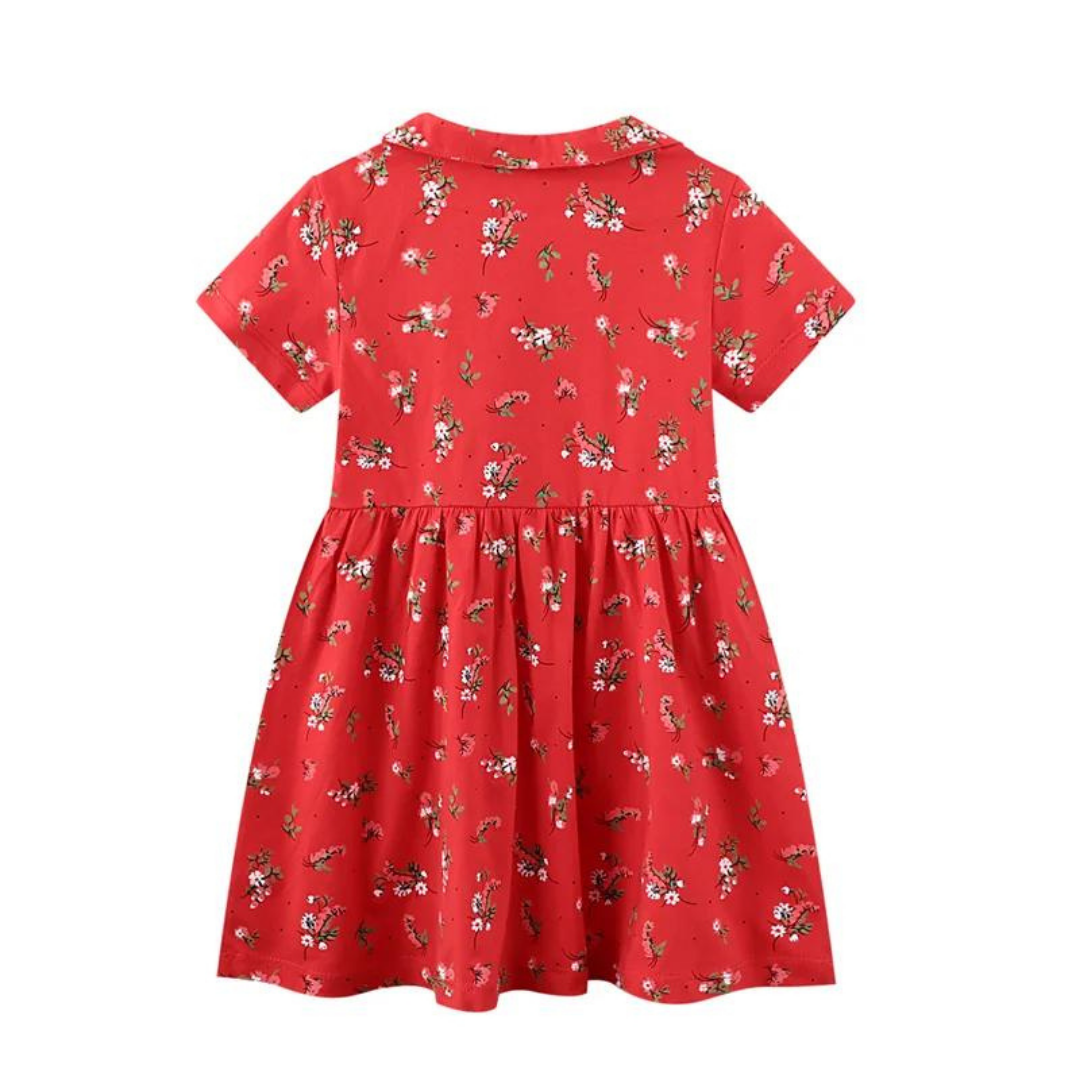 Vestido Manga Corta Niña Flores Rojas Jump Kids-1