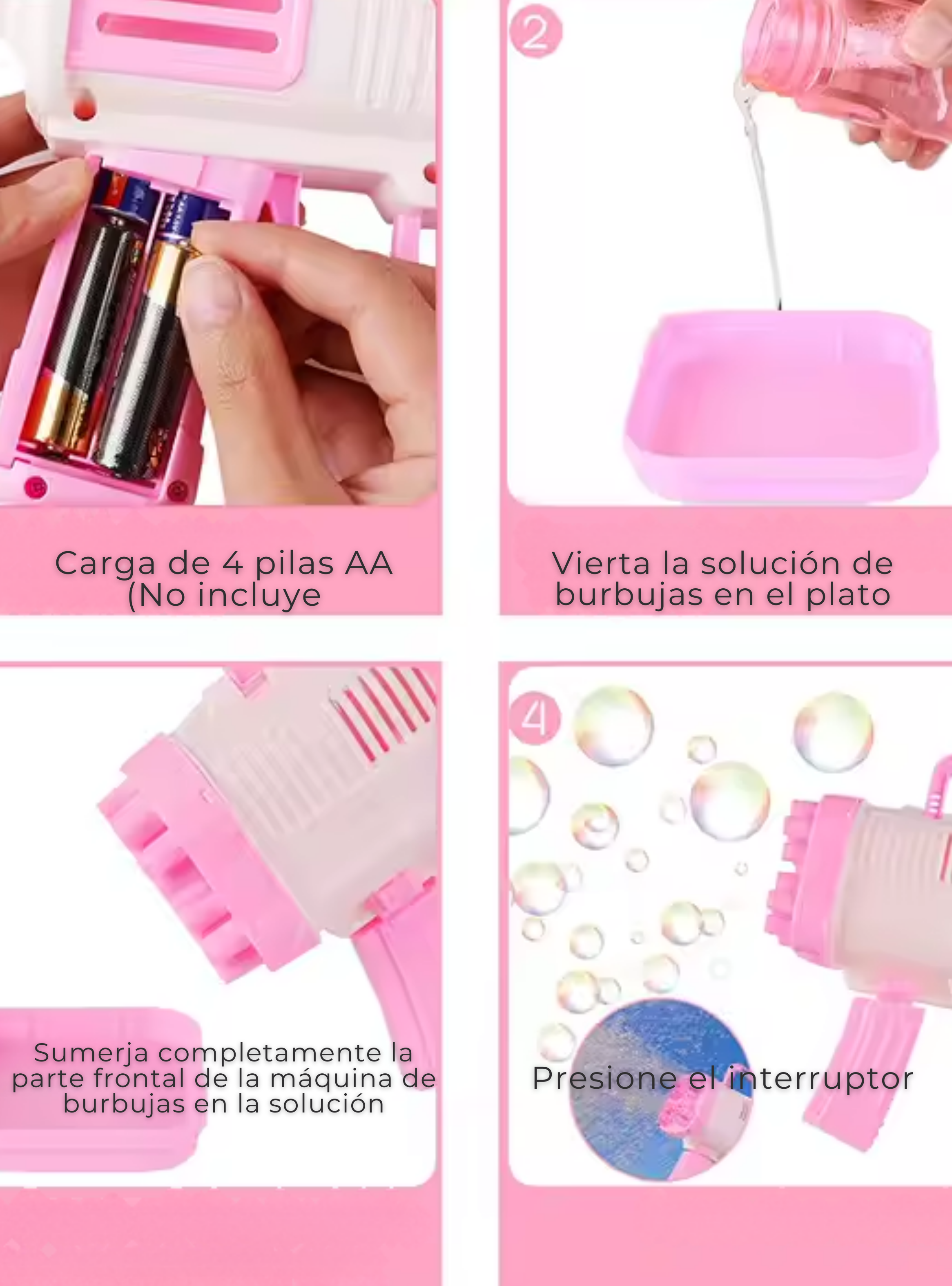 Pistola De Burbujas 44 Agujeros Eléctrica Manual Juguete Niña-5