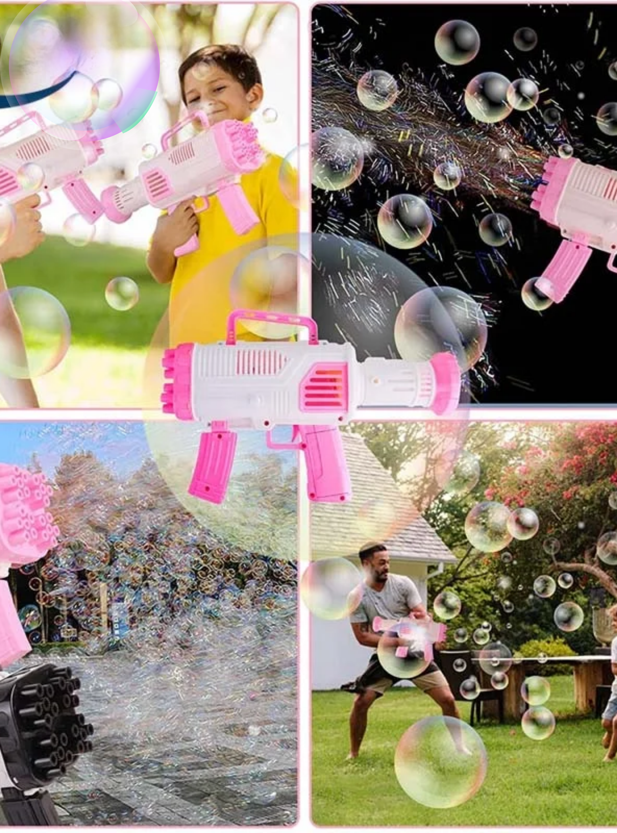 Pistola De Burbujas 44 Agujeros Eléctrica Manual Juguete Niña-6