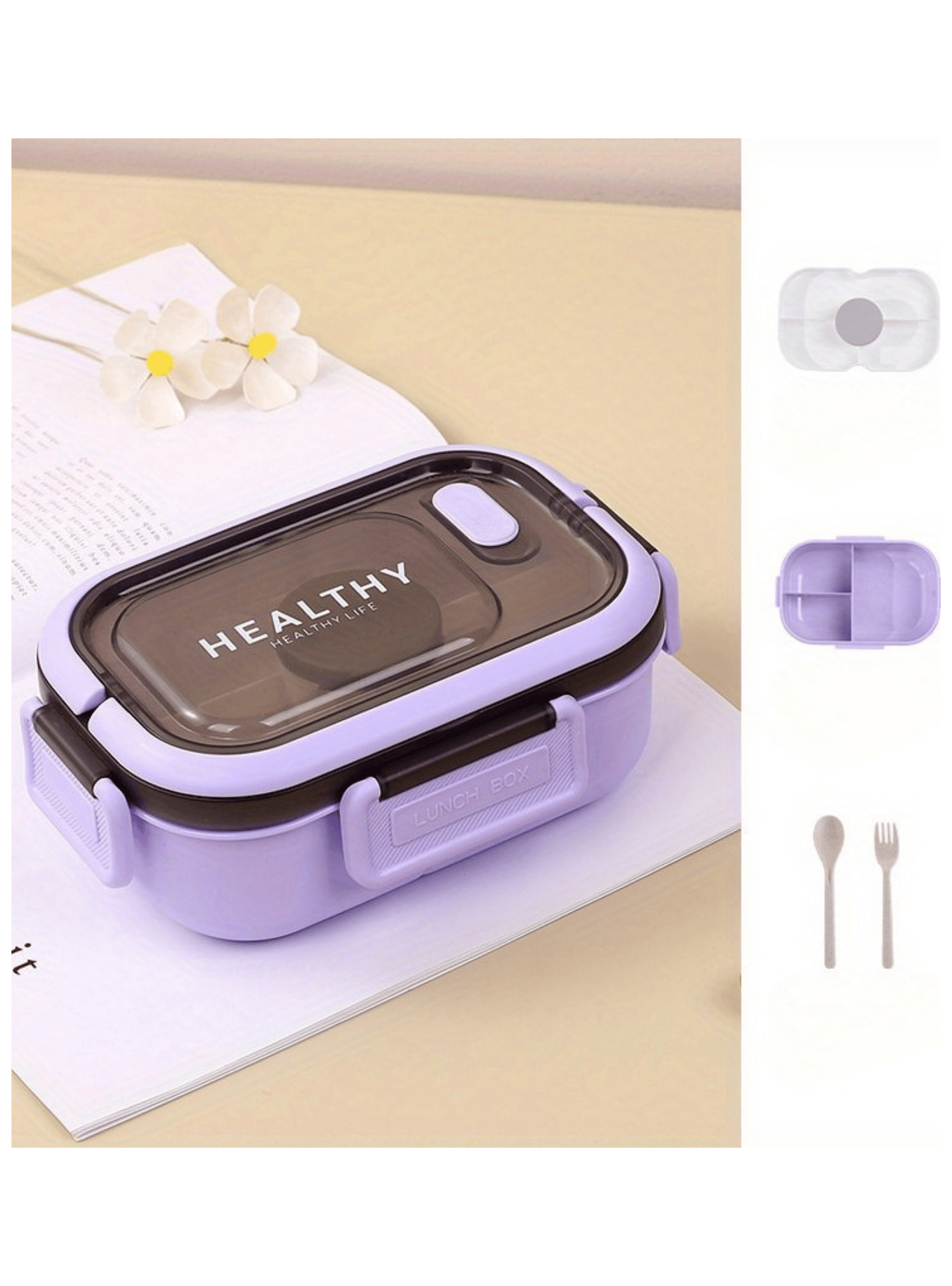 Fiambrera Contenedor 1200 Ml Táper Hermético + Salsera Plástico Purple-0