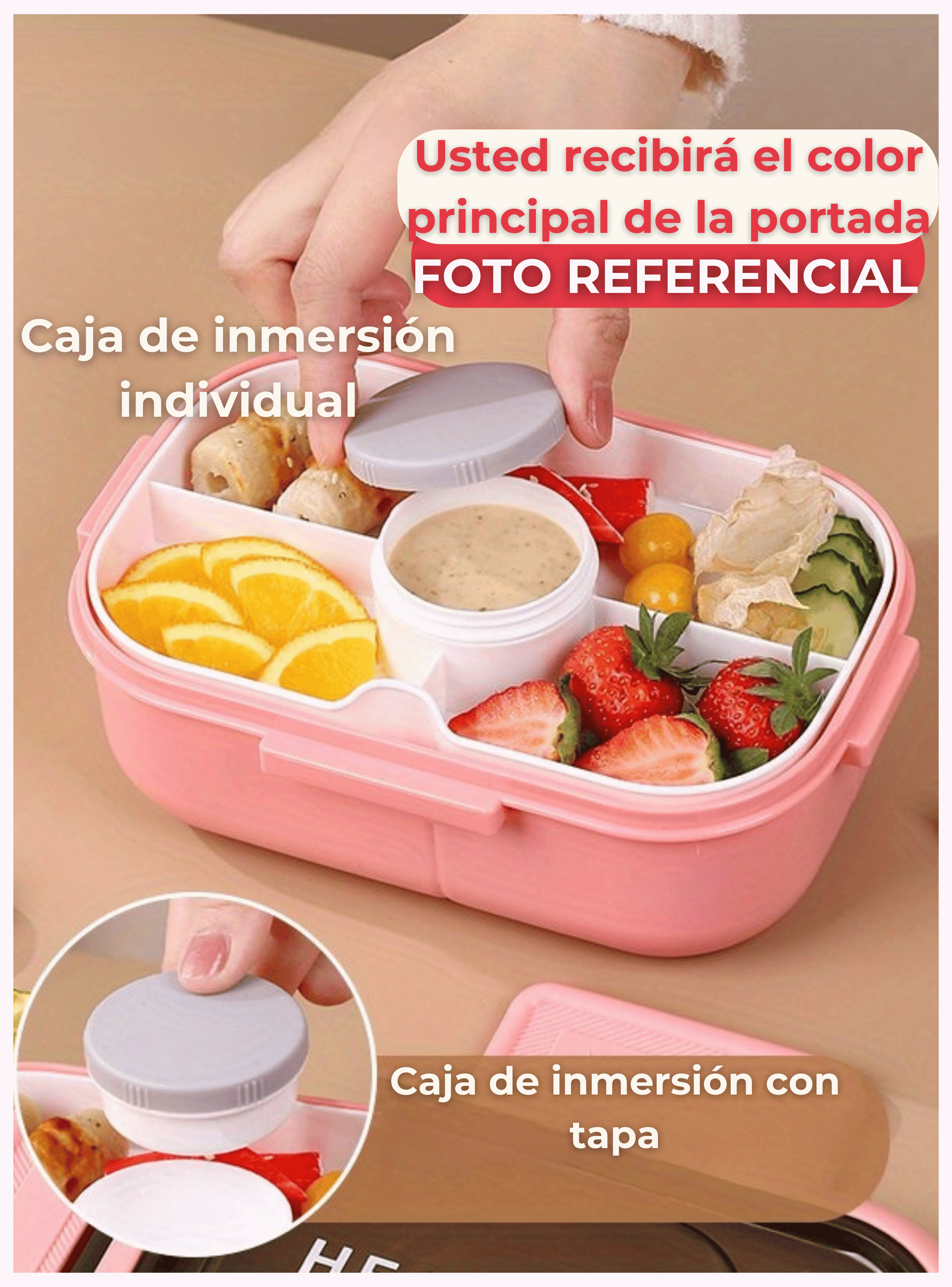 Fiambrera Contenedor 1200 Ml Táper Hermético + Salsera Plástico Purple-3