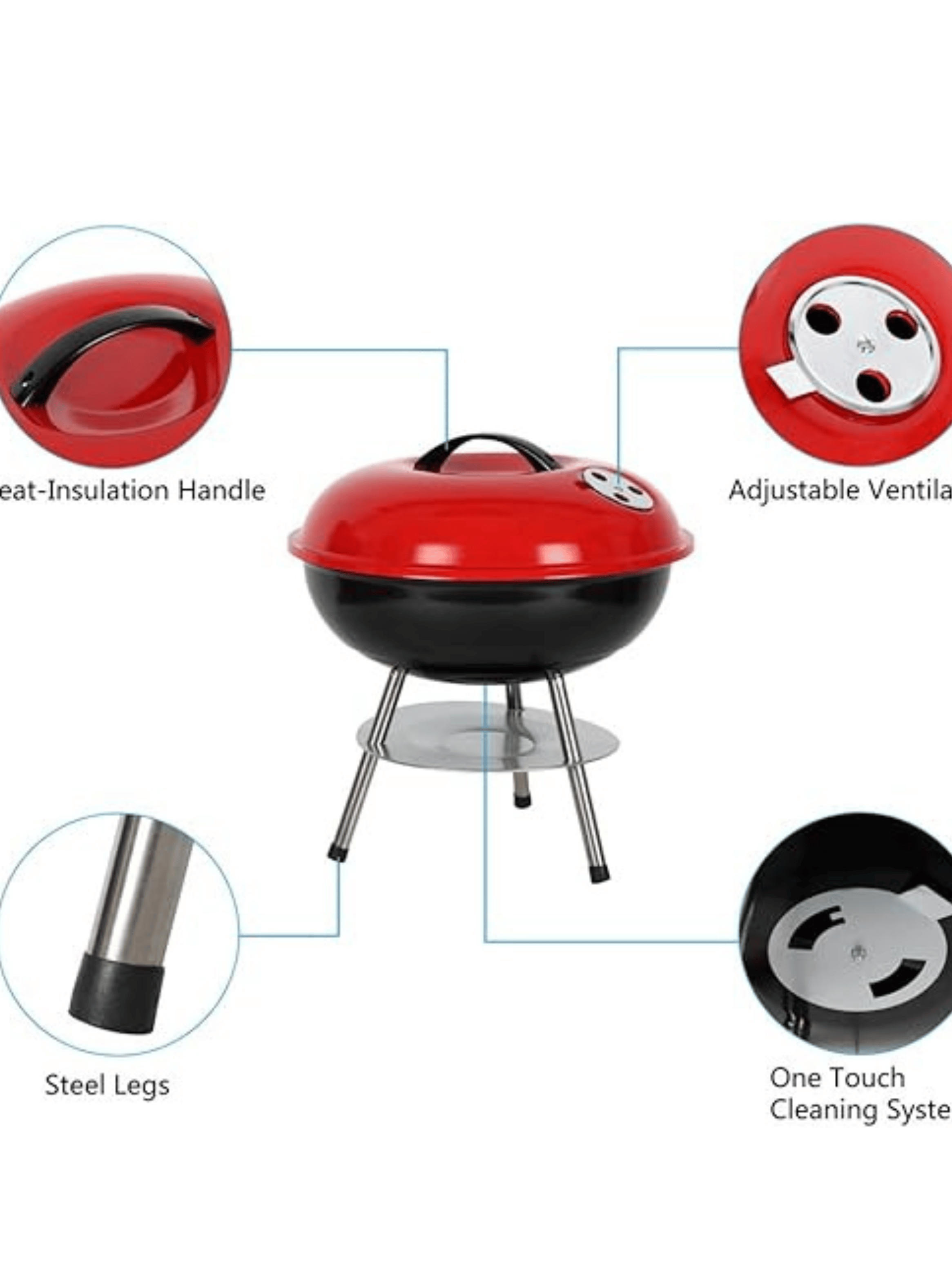 Parrillera Portátil a Carbón Ergonómica Acero Inoxidable-5