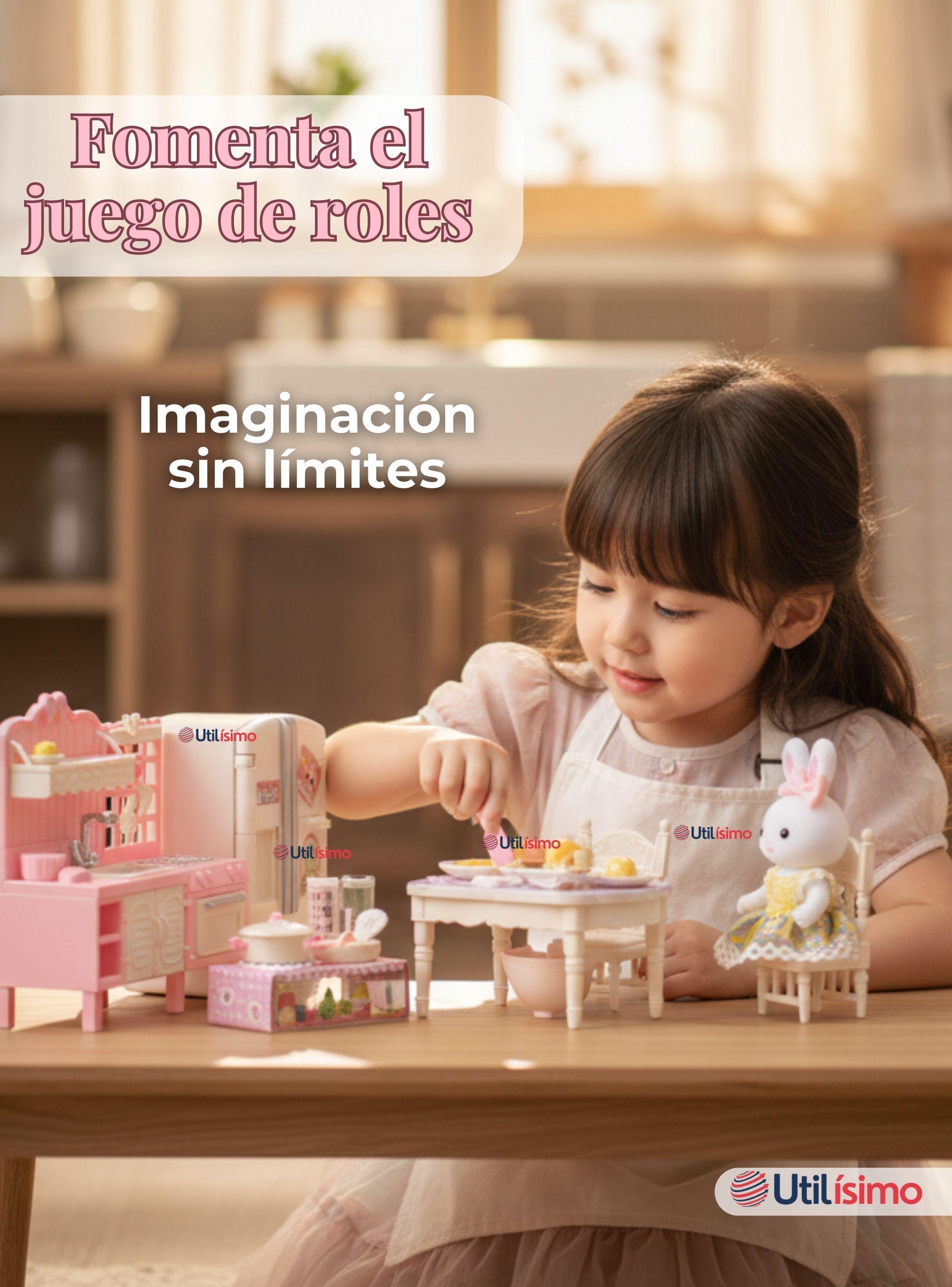 Set de Cocina y Comedor con Muñeca de Conejita Juguete para Niña-5