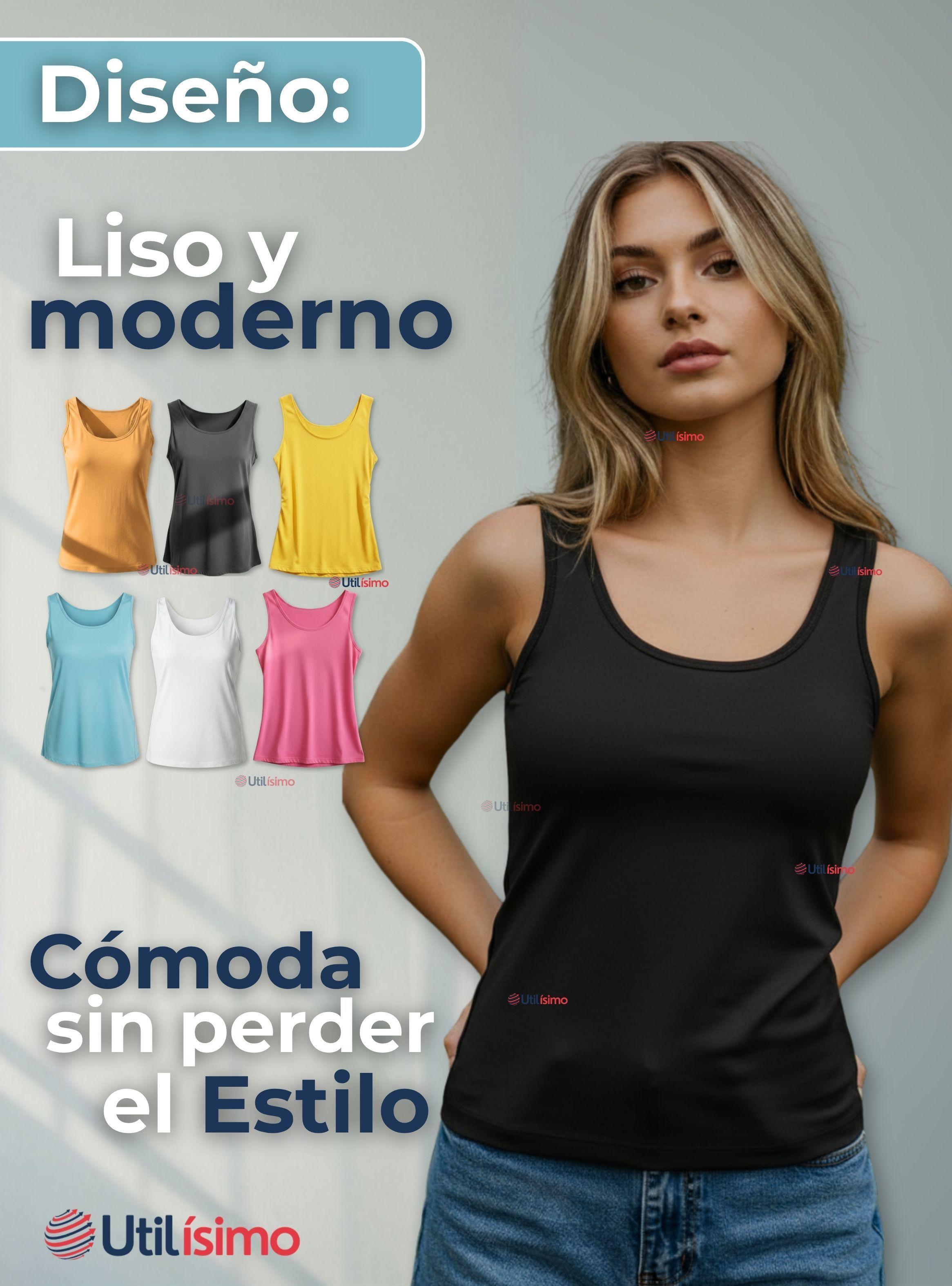 Pack 6 Poleras Camisetas Sin Mangas Fibra  Bambú Básicas Lisa Elástica Mujer Colores Surtidos-3